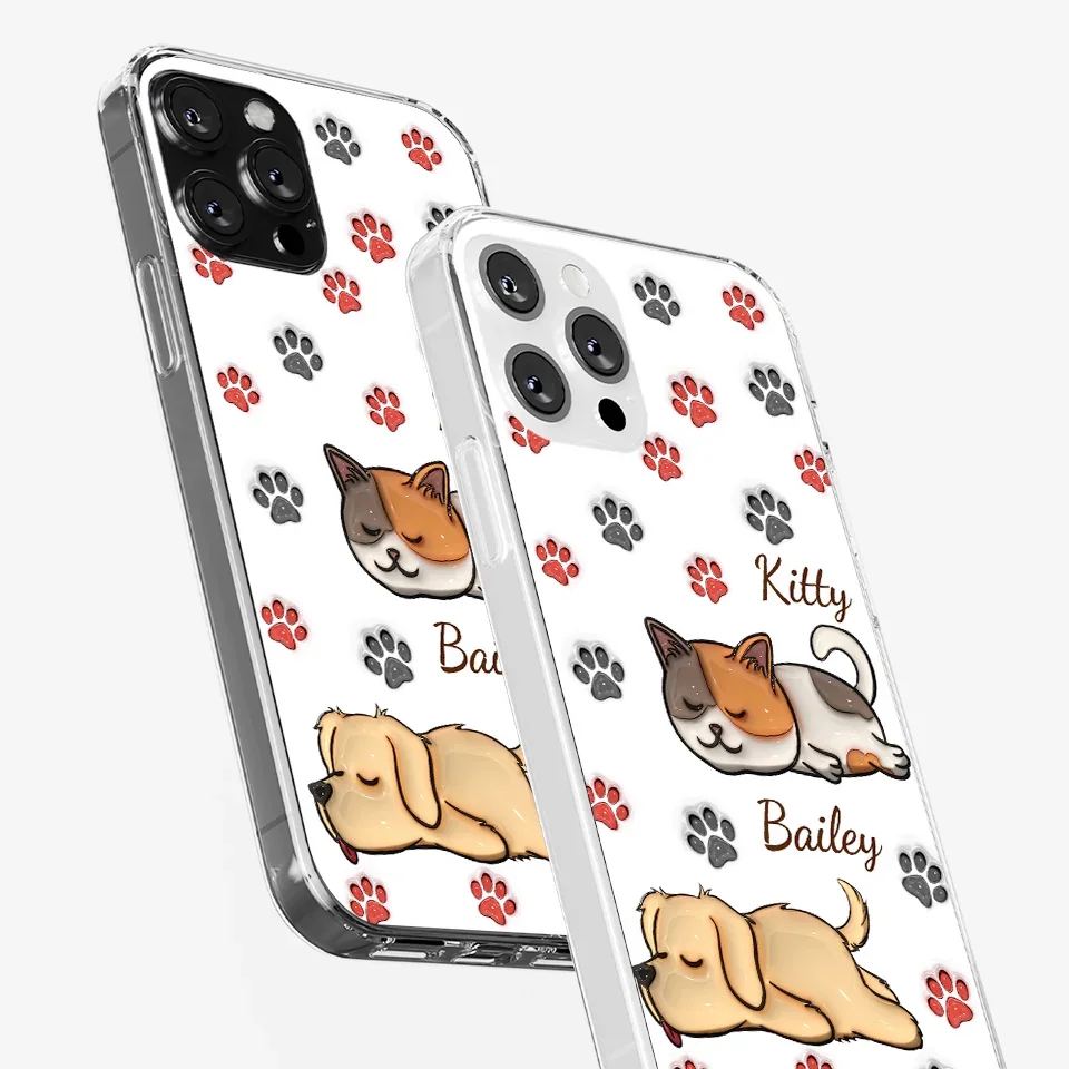 Pawsitively Loved - Dog & Cat Personalized Custom 3D Inflated Effect Printed Clear Phone Case - Gift For Pet Owners, Pet Lovers - Image 34