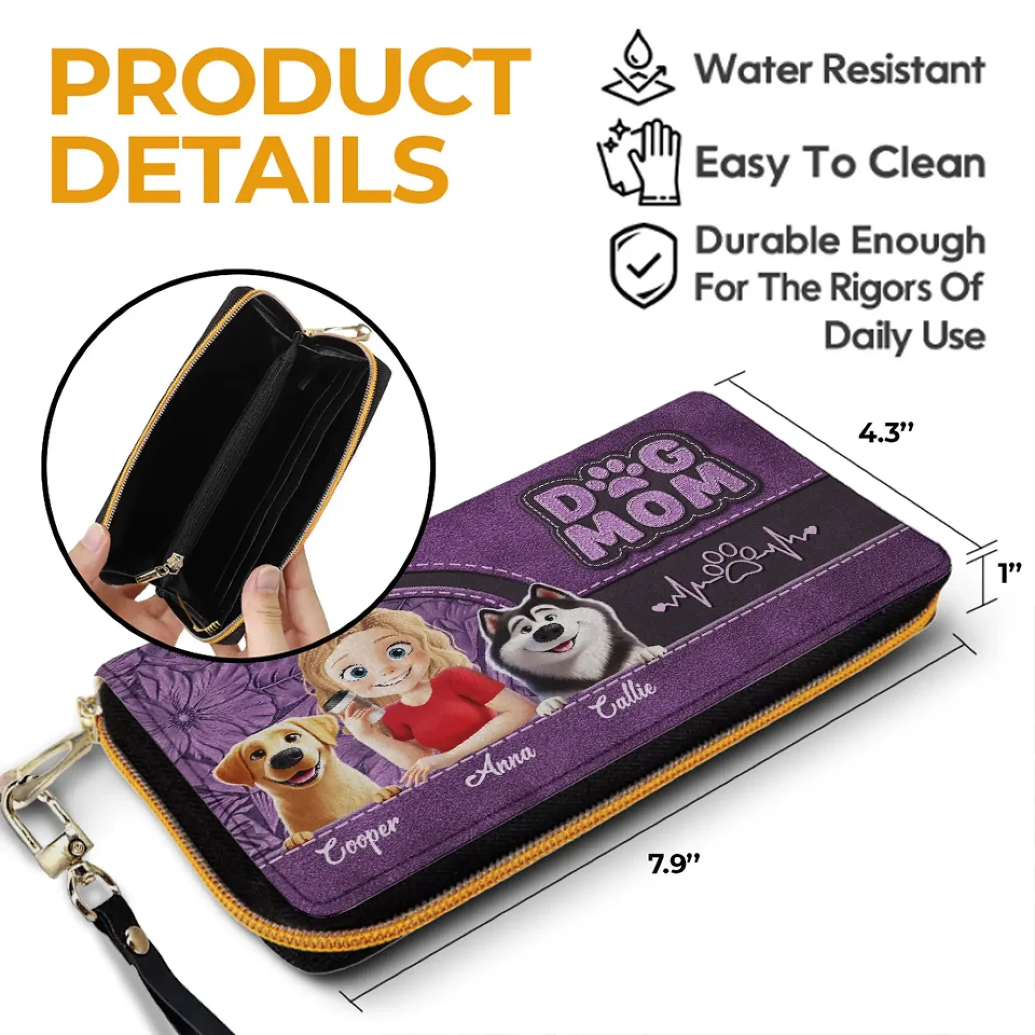Pawsitively The Best Companion - Dog Personalized Custom Leather Long Wallet - Gift For Pet Owners, Pet Lovers - Image 6