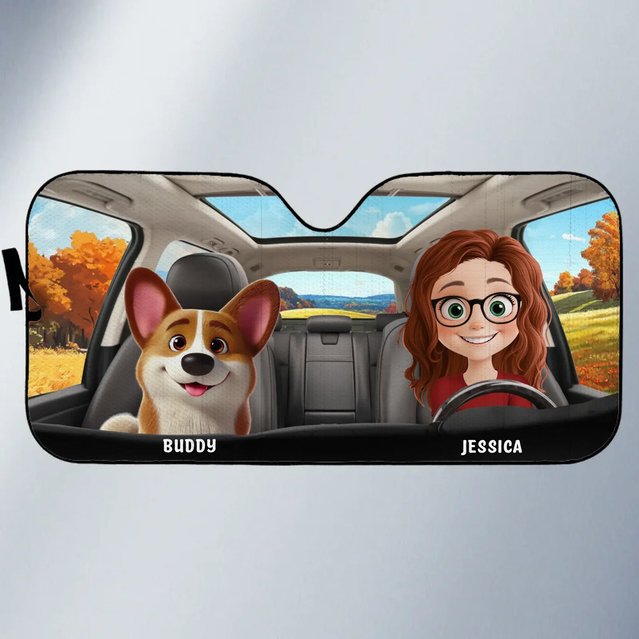 Pawsome Road Trips Ahead - Dog & Cat Personalized Custom Auto Windshield Sunshade, Car Window Protector - Gift For Pet Owners, Pet Lovers - Image 2