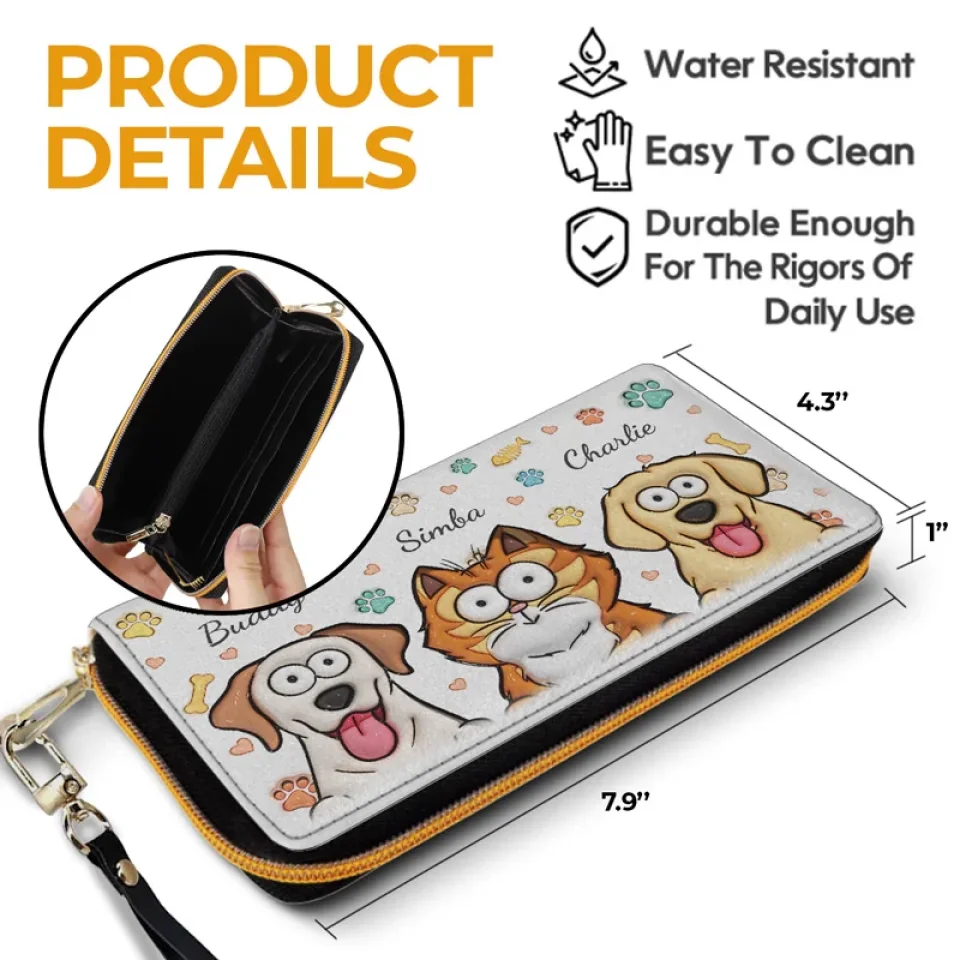 Peeking Paws, Little Jaws - Dog & Cat Personalized Custom 3D Inflated Effect Printed Leather Long Wallet -  Gift For Pet Owners, Pet Lovers - Image 6