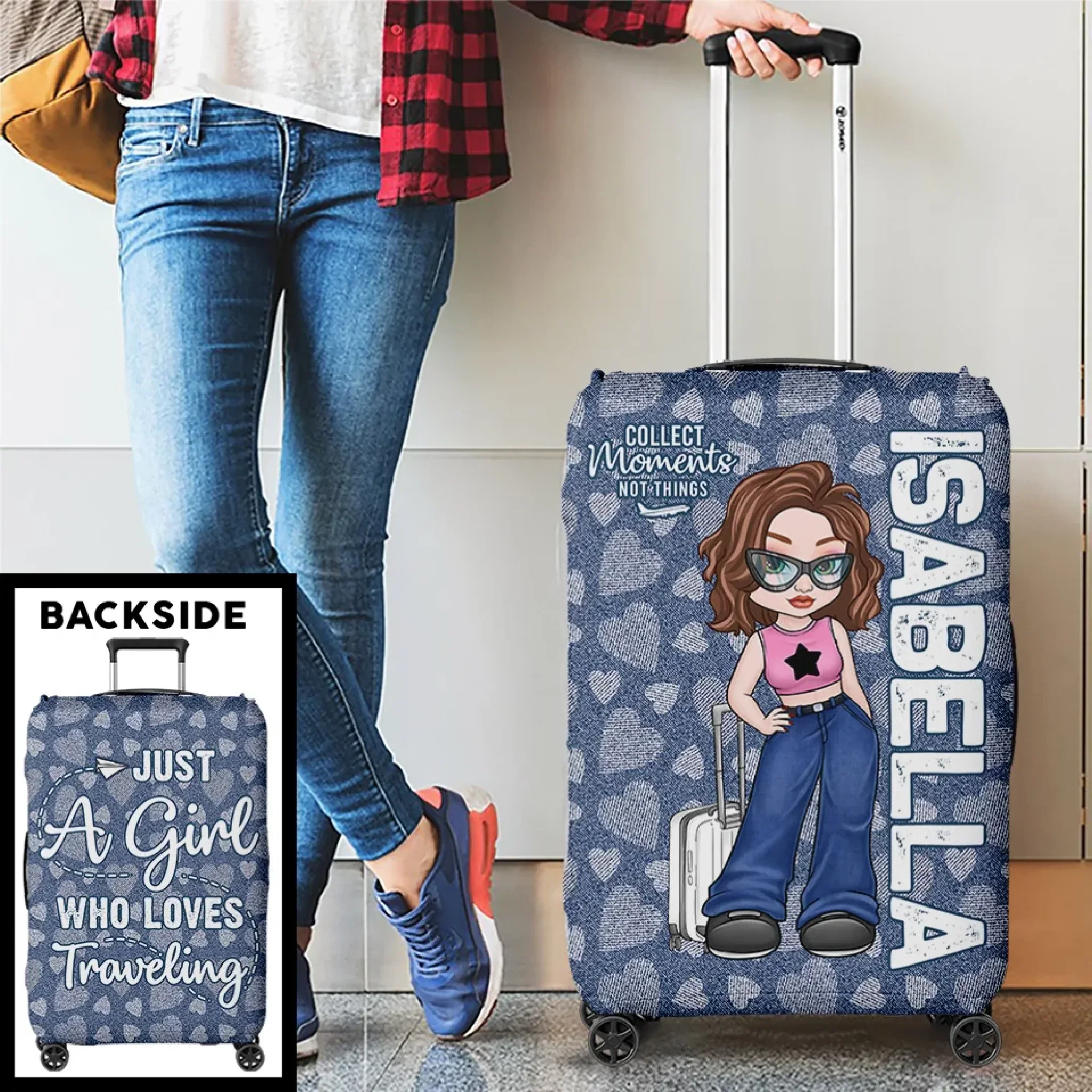 Perfect For The Traveler Who Follows Their Heart - Travel Personalized Custom Luggage Cover - Summer Vacation Gift, Gift For Adventure Travel Lovers - Image 4