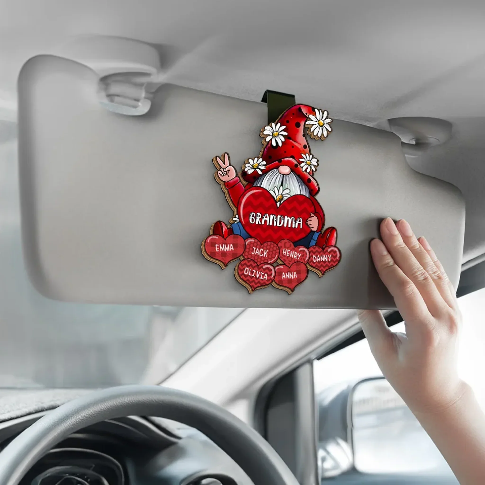 Perfect For The Woman Who Loves Unconditionally - Family Personalized Custom Car Visor Clip - Gift For Mom, Grandma - Image 4