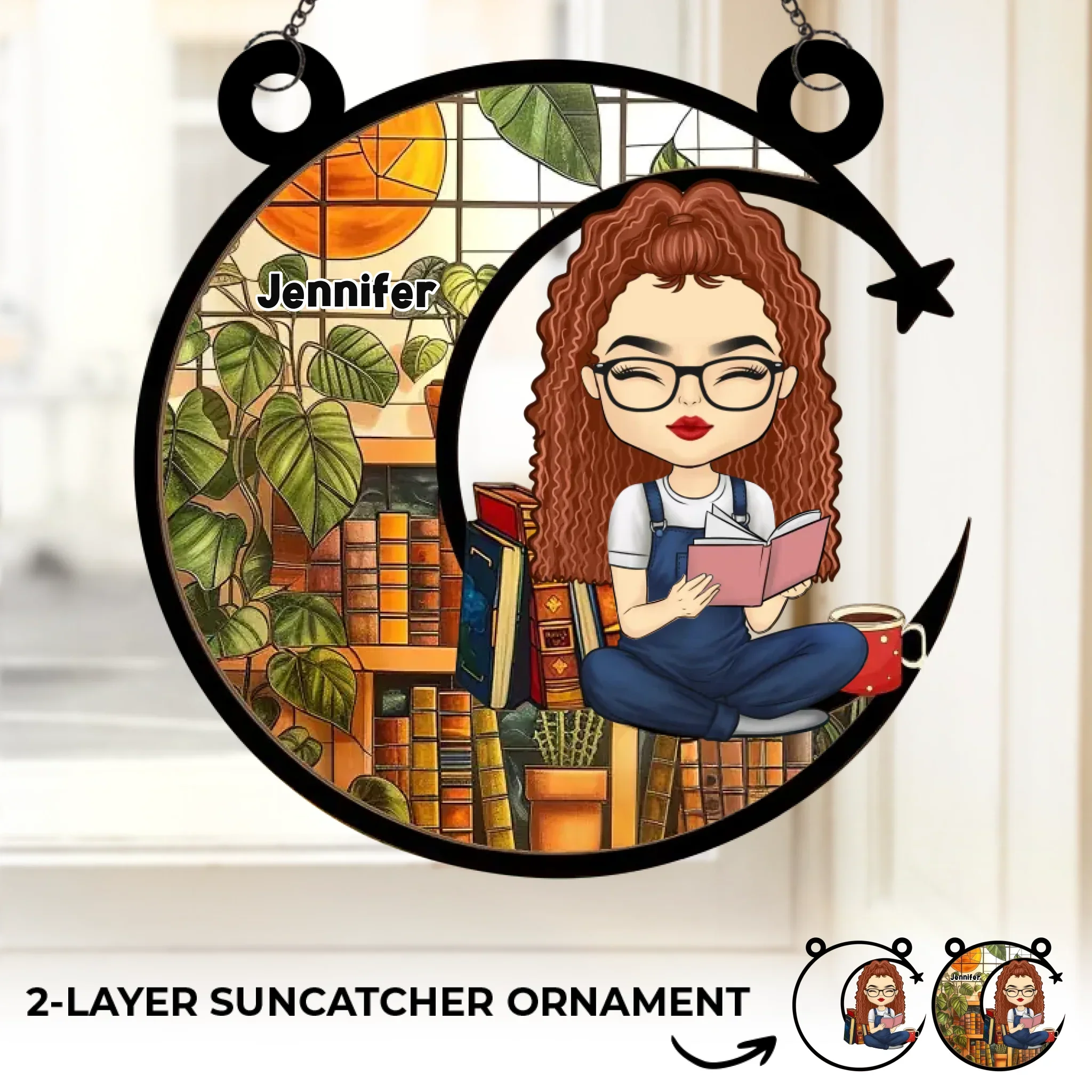 Perfect Little Gifts For Book Lovers And More - Family Personalized Window Hanging Suncatcher Ornament - Gift For Yourself, Best Friends, Siblings, Family Members, Book Lovers - Image 2