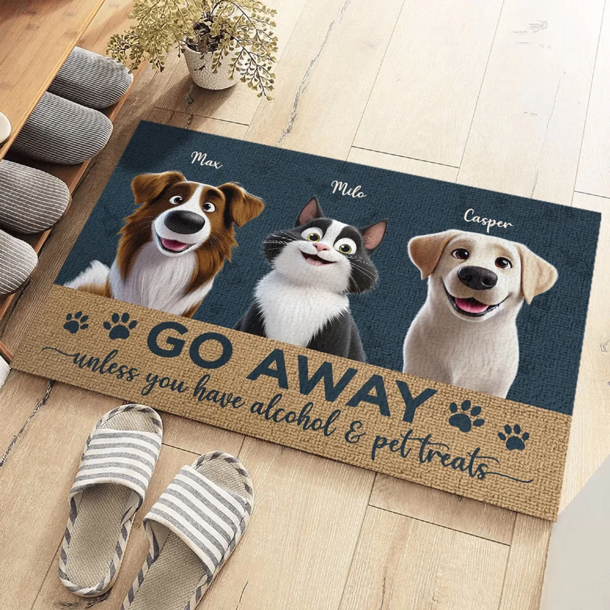 Pets Fill Our Hearts - Dog & Cat Personalized Custom Home Decor Decorative Mat - House Warming Gift For Pet Owners, Pet Lovers - Image 3