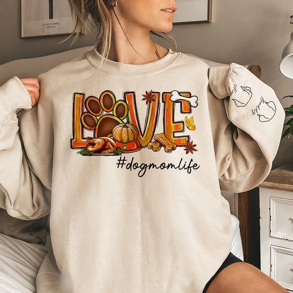 Pets Give Love, No Strings Attached - Dog & Cat Personalized Custom Unisex Sweatshirt With Design On Sleeve - Gift For Pet Owners, Pet Lovers - Image 3
