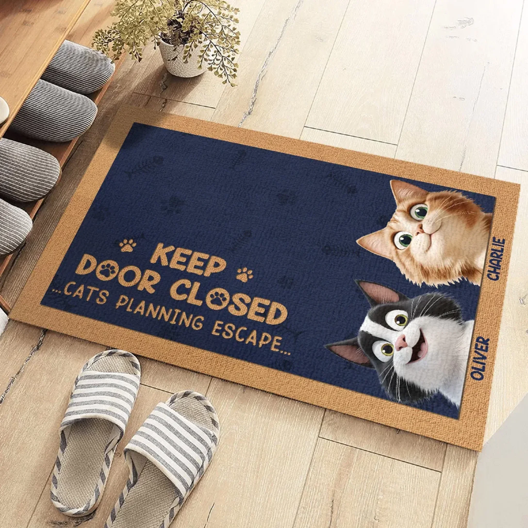 Please Close The Door, The Cat Has Plans - Cat Personalized Custom Home Decor Decorative Mat - House Warming Gift For Pet Owners, Pet Lovers - Image 3