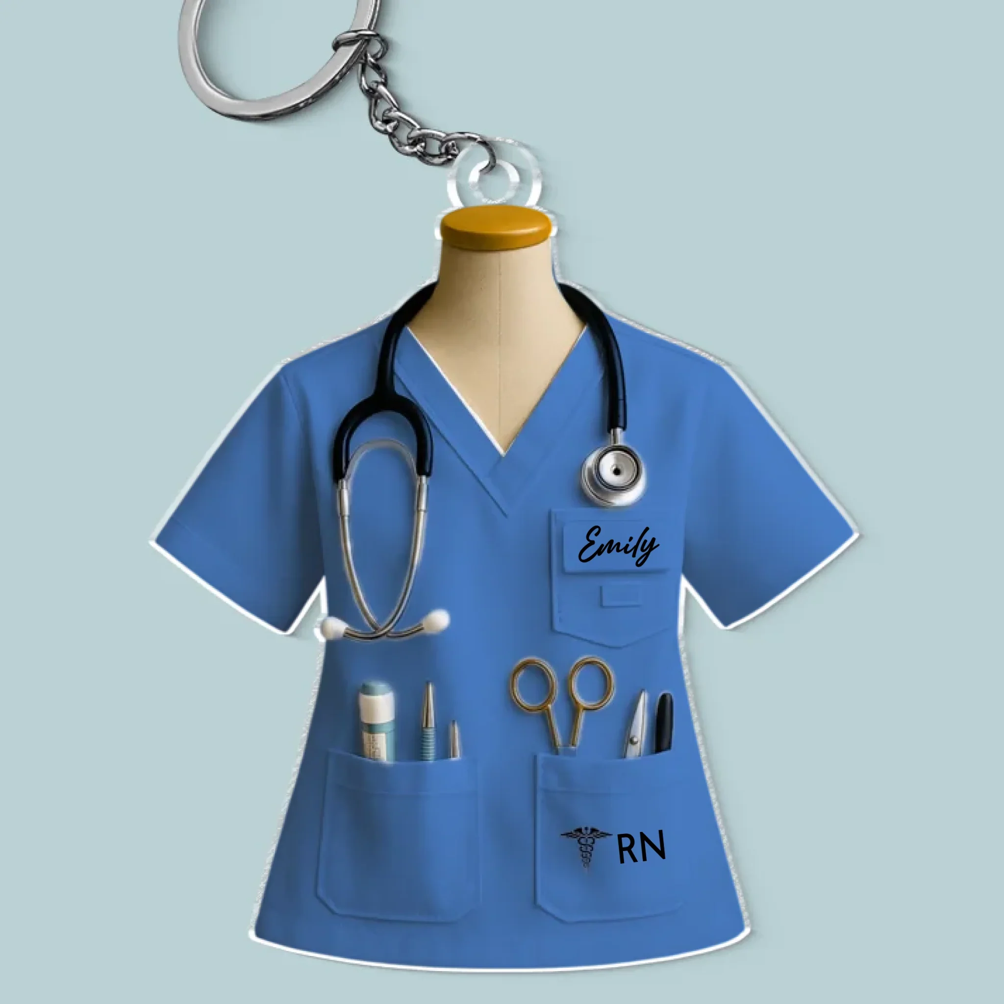 Pocket Full Of Tools, Heart Full Of Care - Nurse Personalized Custom Shaped Acrylic Keychain - Appreciation, Thank You Gift, Nurse Life, Doctor Life - Image 2