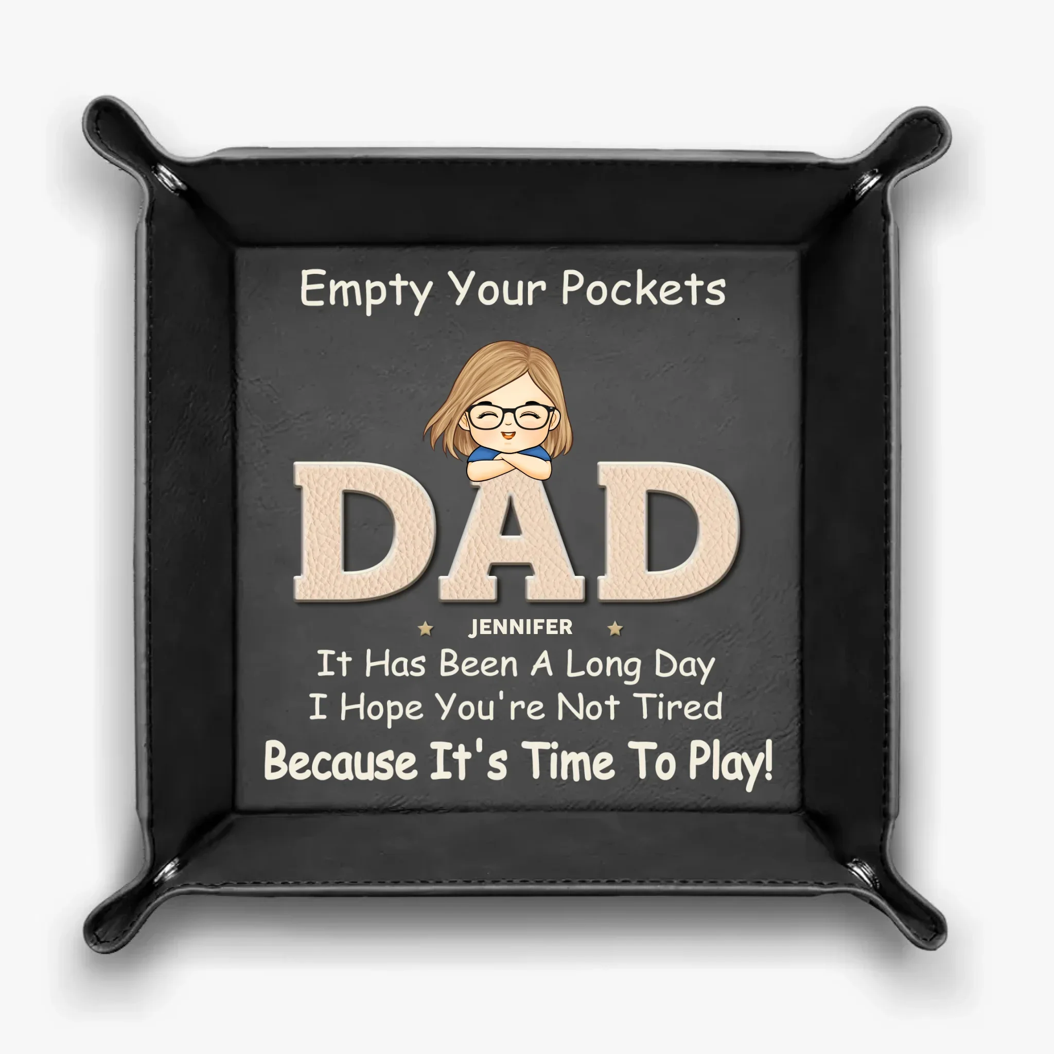 Pockets Empty, Hearts Full - Family Personalized Custom Leather Valet Tray - Father's Day, Gift For Dad, Grandpa - Image 4