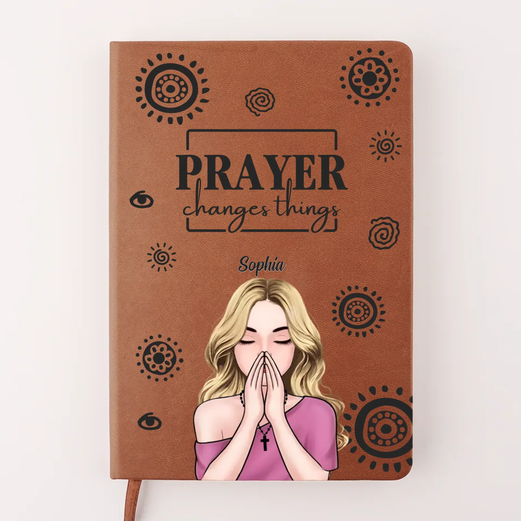 Prayer Changes Things - Family Personalized Custom Leather Journal - Gift For Yourself, Best Friends, Siblings, Family Members - Image 2