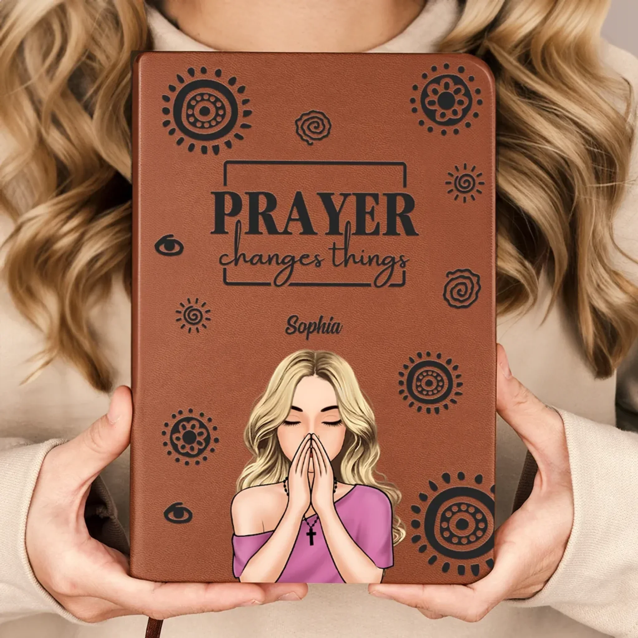 Prayer Changes Things - Family Personalized Custom Leather Journal - Gift For Yourself, Best Friends, Siblings, Family Members - Image 3