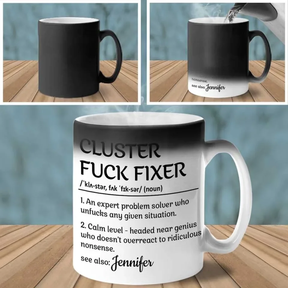 Professional Problem-Solving Ninja - Personalized Custom Color Changing Mug - Christmas Gift For Coworkers, Work Friends, Colleagues - Image 3