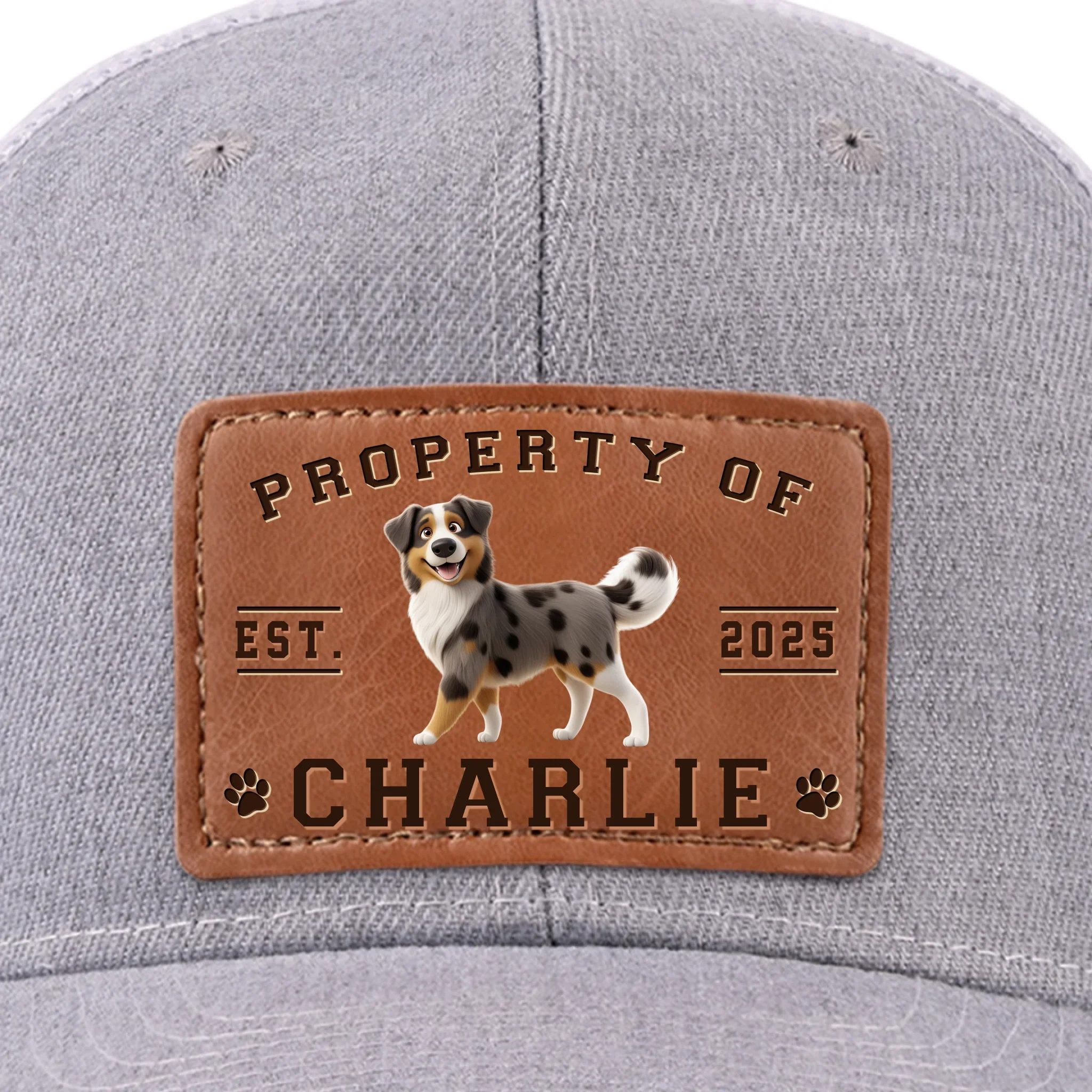 Property Of Paws - Dog Personalized Custom Leather Patch Hat - Father's Day, Gift For Pet Owners, Pet Lovers - Image 2