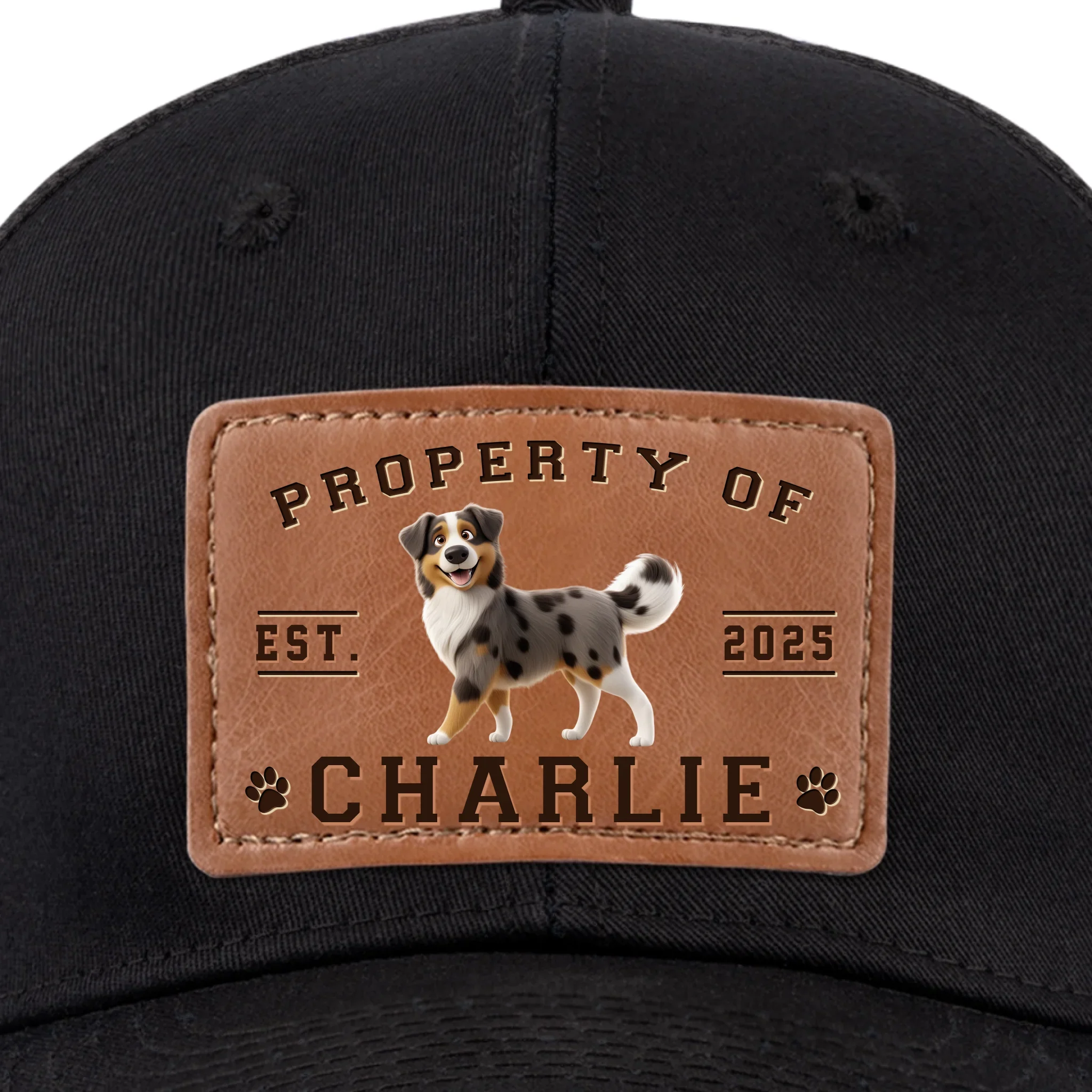 Property Of Paws - Dog Personalized Custom Leather Patch Hat - Father's Day, Gift For Pet Owners, Pet Lovers - Image 4