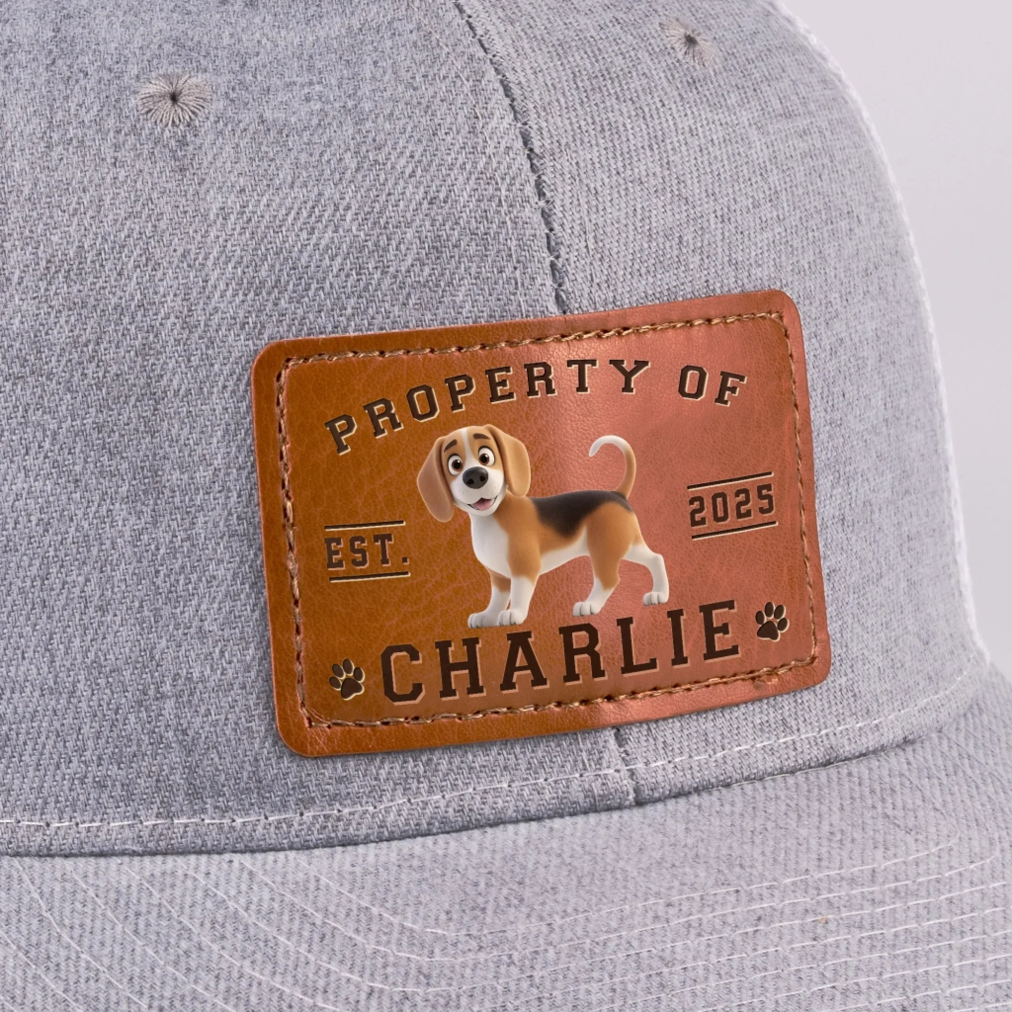 Property Of Paws - Dog Personalized Custom Leather Patch Hat - Father's Day, Gift For Pet Owners, Pet Lovers - Image 9