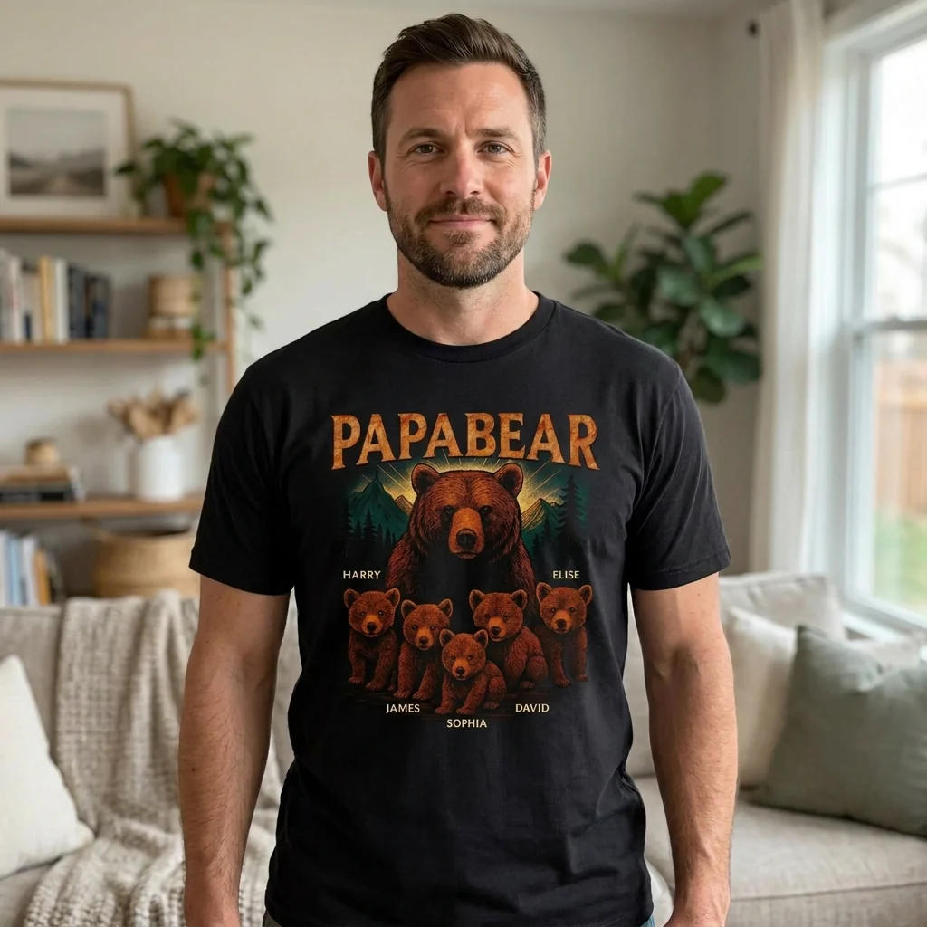 Protected By Papa Bear - Family Personalized Custom Unisex T-shirt, Premium T-shirt, Hoodie - Father's Day, Gift For Dad, Grandpa - Image 4