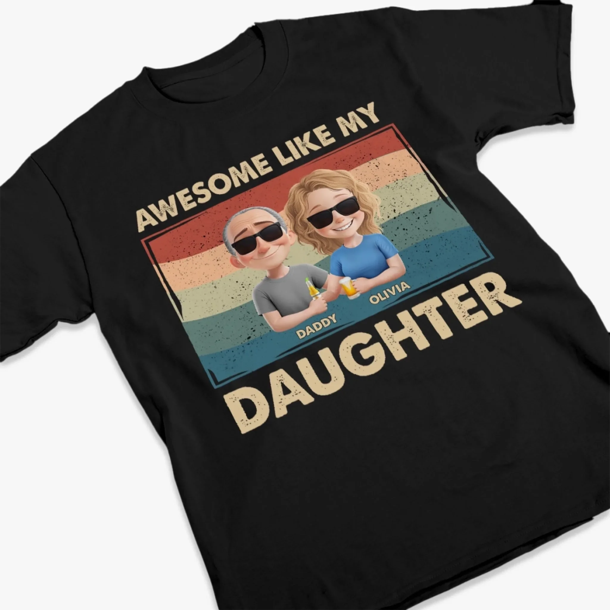 Proud Dad Of An Awesome Girl - Family Personalized Custom Unisex T-shirt, Premium T-shirt, Hoodie - Father's Day, Gift For Dad - Image 3
