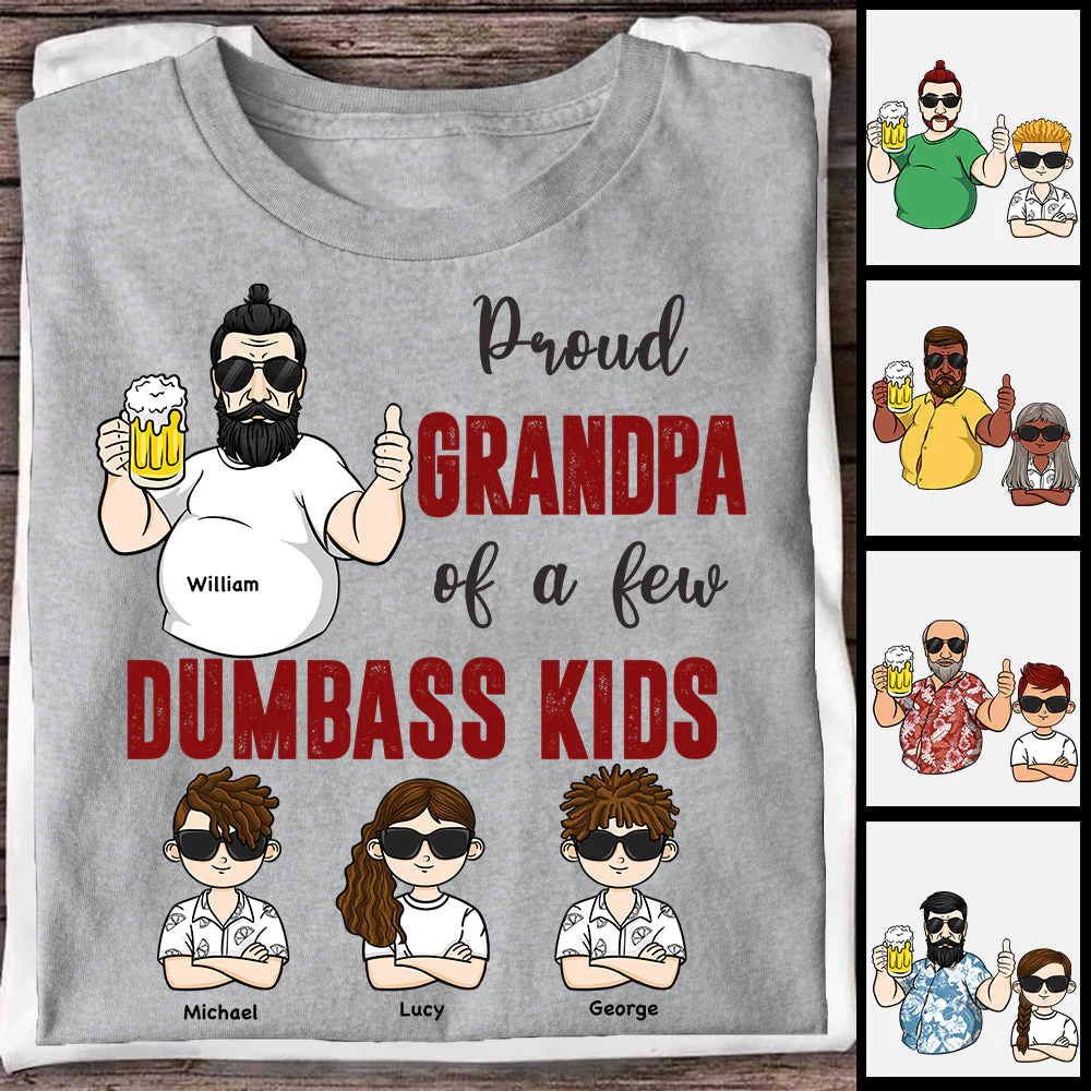 Proud Dad Of Dumbass Kids - Personalized Unisex T-shirt, Hoodie - Gift For Dad, Grandpa - Image 3