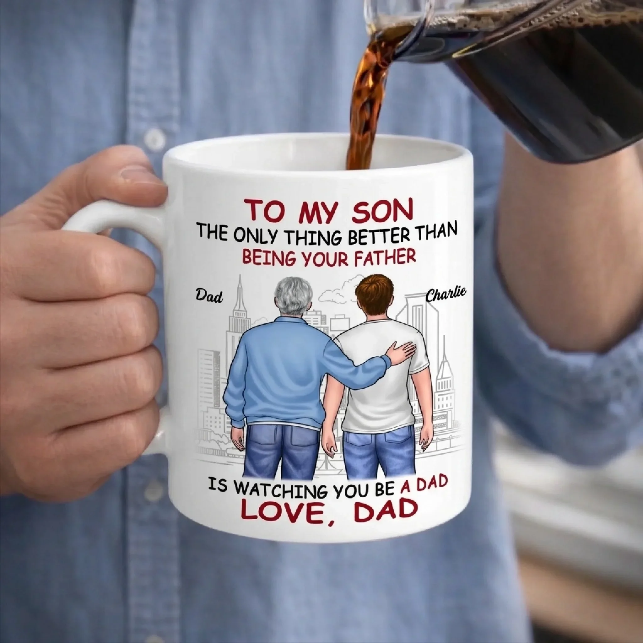 Proud Of You - Family Personalized Custom Mug - Father's Day, Gift For Son - Image 3