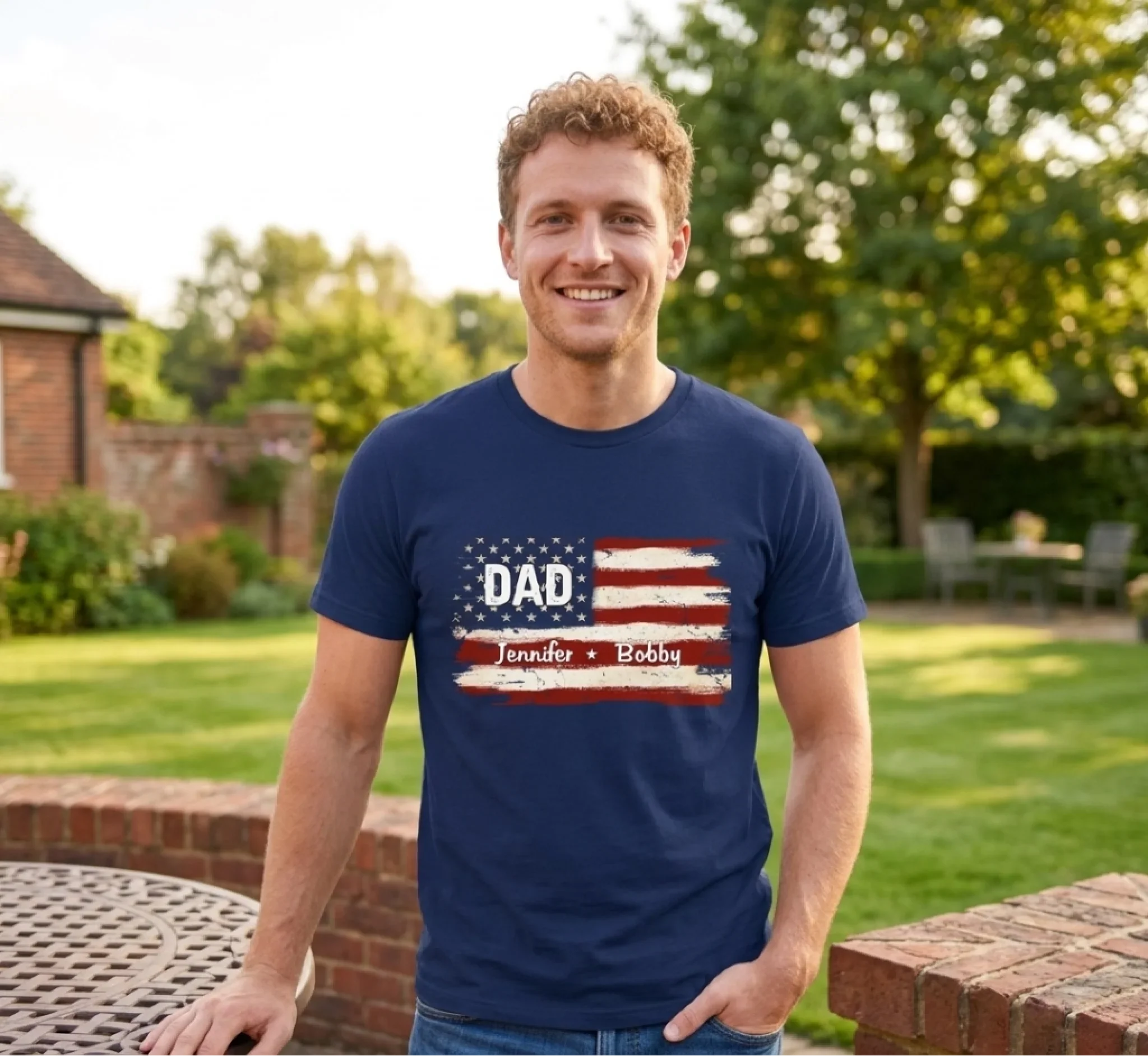 Custom American Flag Unisex T-shirt, Hoodie - Personalized America 250th Anniversary Father's Day Birthday Gifts For Dad, Grandpa - Proud To Be American - Image 6