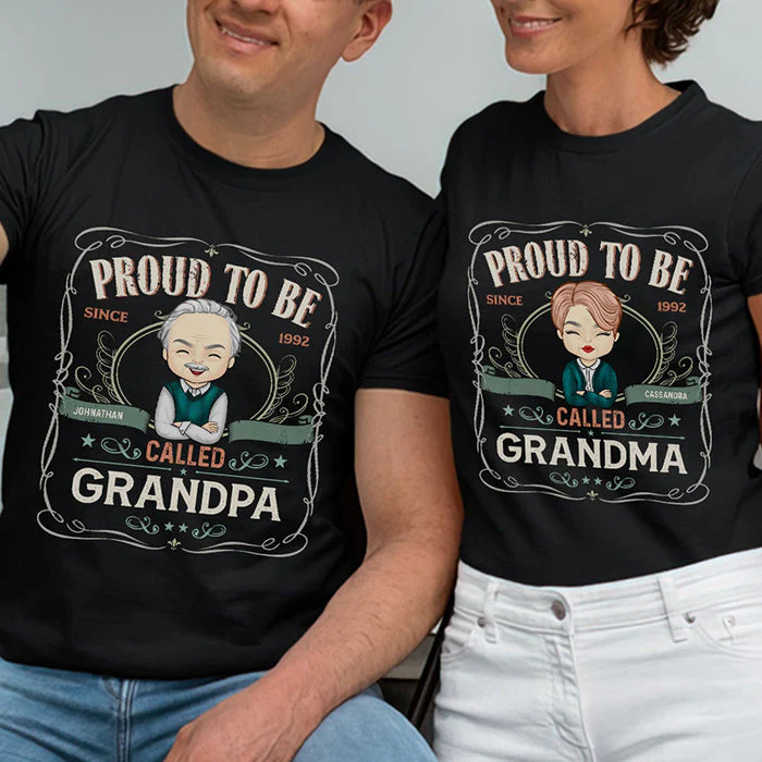 Proud To Be Called Papa & Nana - Personalized Matching Couple T-Shirt - Gift For Couple, Husband Wife, Grandparents