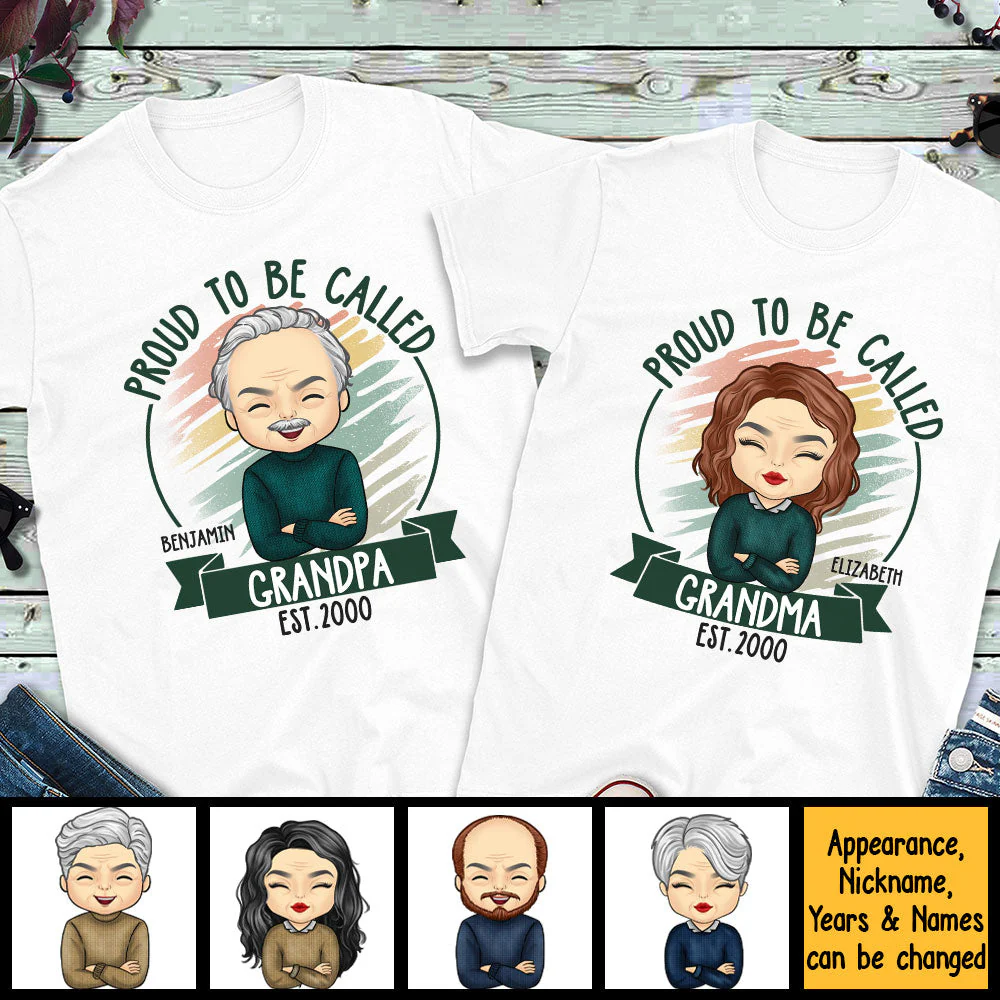 Proud To Be Grandparents - Personalized Matching Couple T-Shirt - Gift For Couple, Husband Wife, Grandparents - Image 4