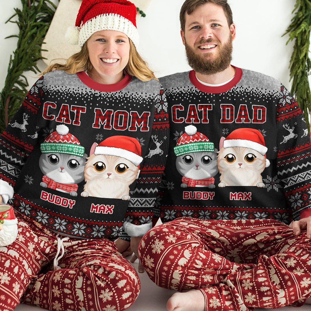 Proud To Become A Cat Mom - Cat Personalized Custom Ugly Sweatshirt - Unisex Wool Jumper - Christmas Gift For Pet Owners, Pet Lovers - Image 2