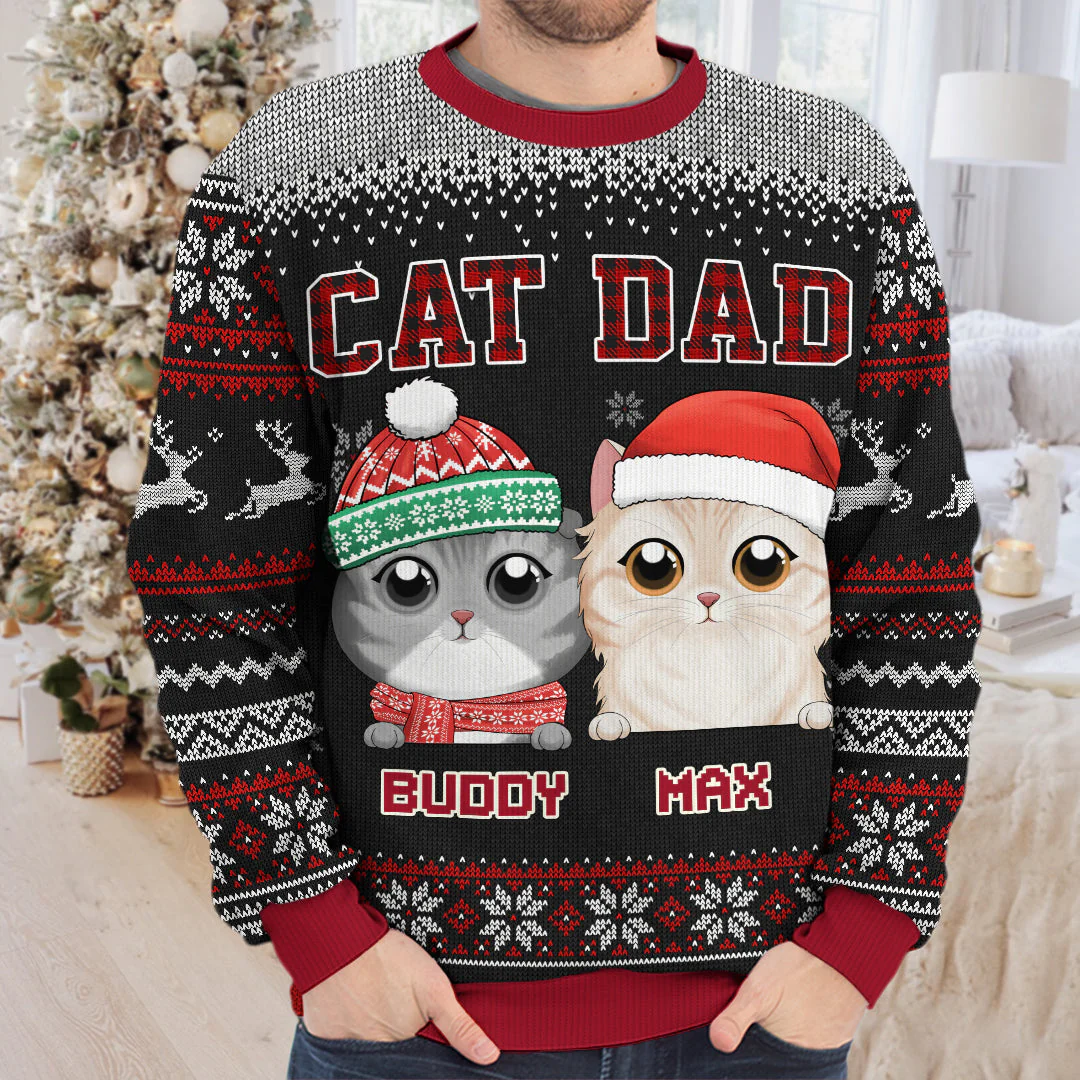Proud To Become A Cat Mom - Cat Personalized Custom Ugly Sweatshirt - Unisex Wool Jumper - Christmas Gift For Pet Owners, Pet Lovers - Image 3
