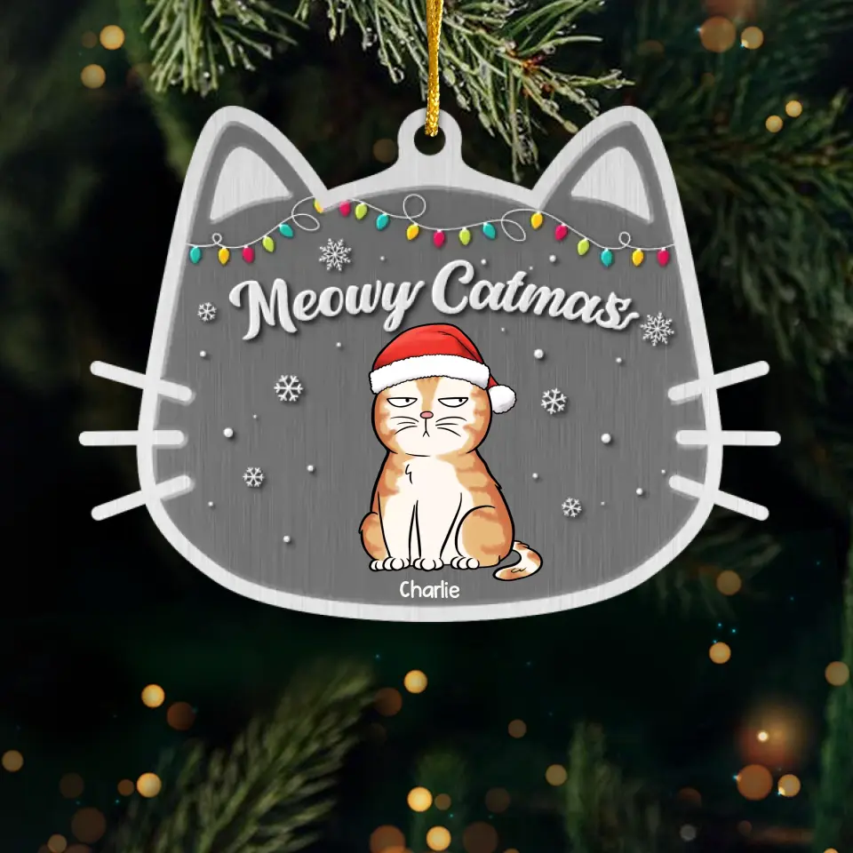 Purrfectly Festive And Full Of Cheer - Cat Personalized Custom Ornament - Metal Custom Shaped - Christmas Gift For Pet Owners, Pet Lovers - Image 2
