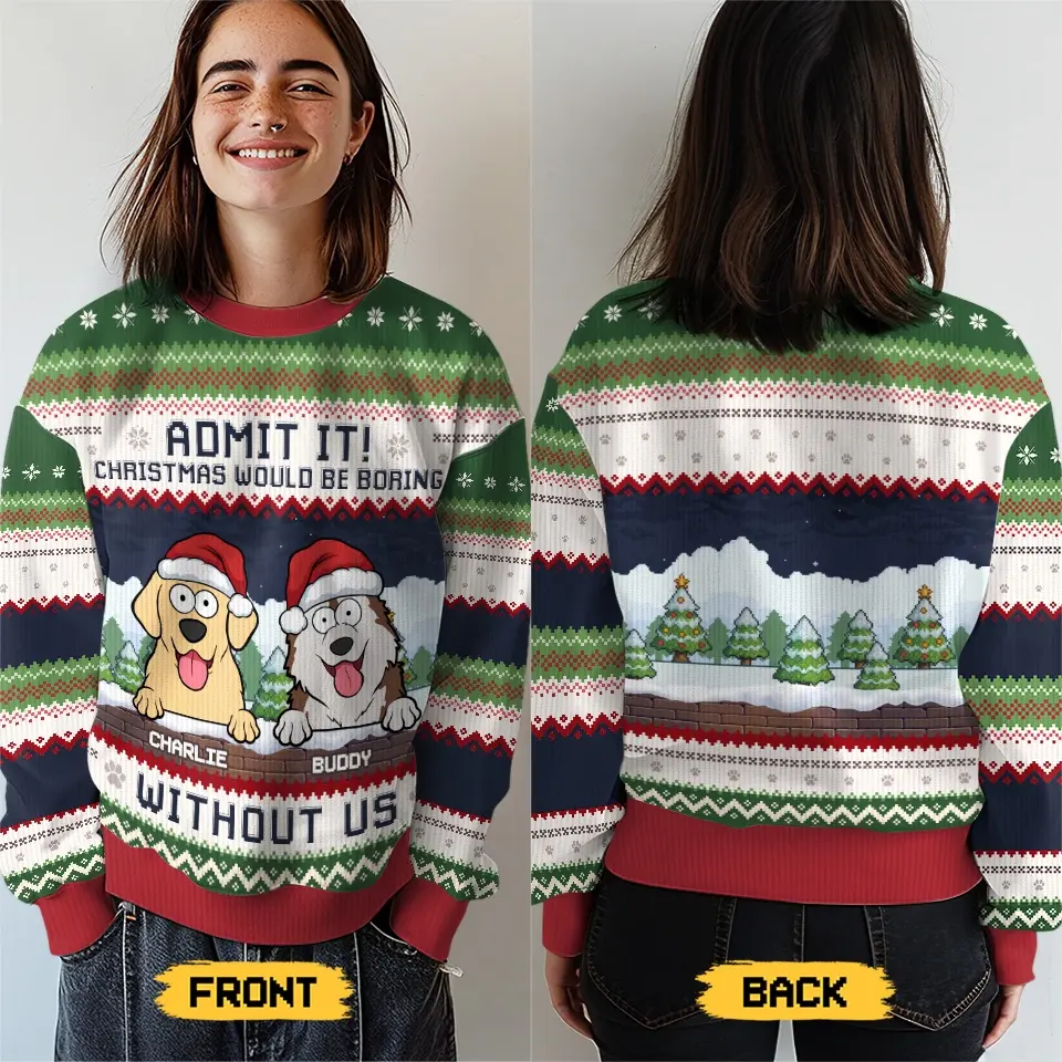 Purrs And Tail Wags This Christmas - Dog & Cat Personalized Custom Ugly Sweatshirt - Unisex Wool Jumper - Christmas Gift For Pet Owners, Pet Lovers - Image 4