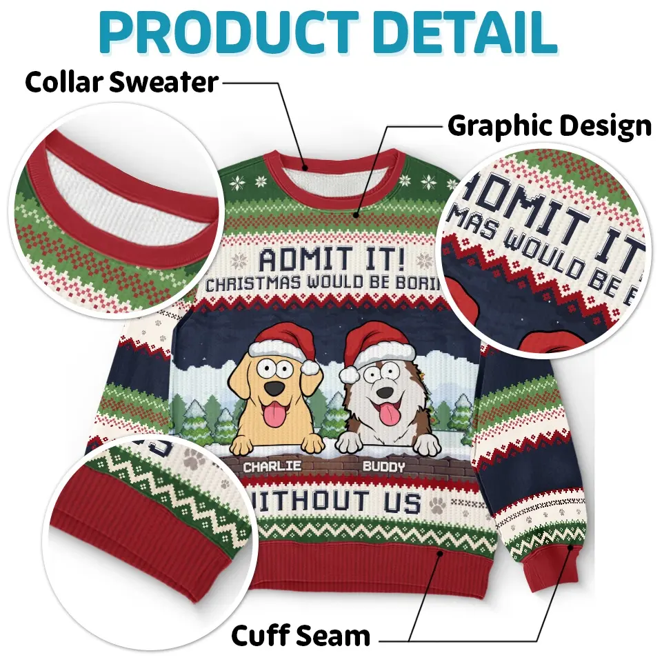 Purrs And Tail Wags This Christmas - Dog & Cat Personalized Custom Ugly Sweatshirt - Unisex Wool Jumper - Christmas Gift For Pet Owners, Pet Lovers - Image 5