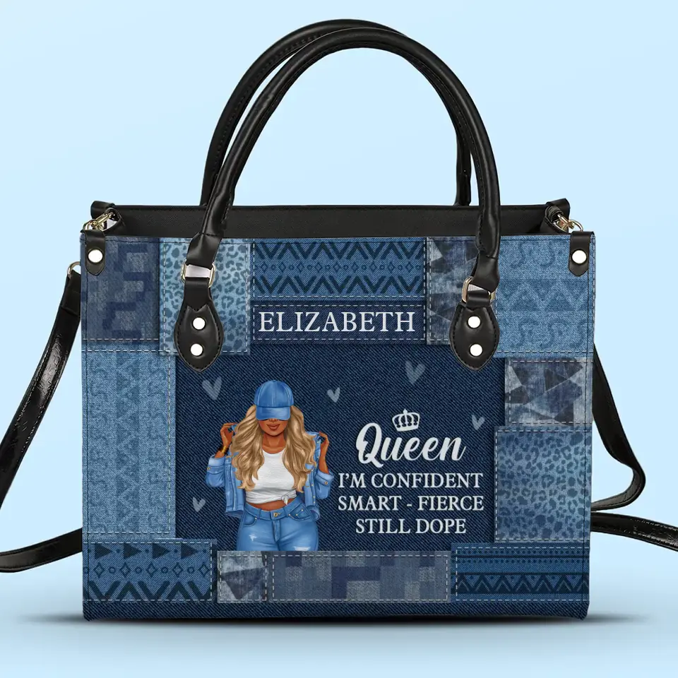 Queen I'm Confident - Bestie Personalized Custom Leather Handbag - Gift For Best Friends, BFF, Sisters - Image 2