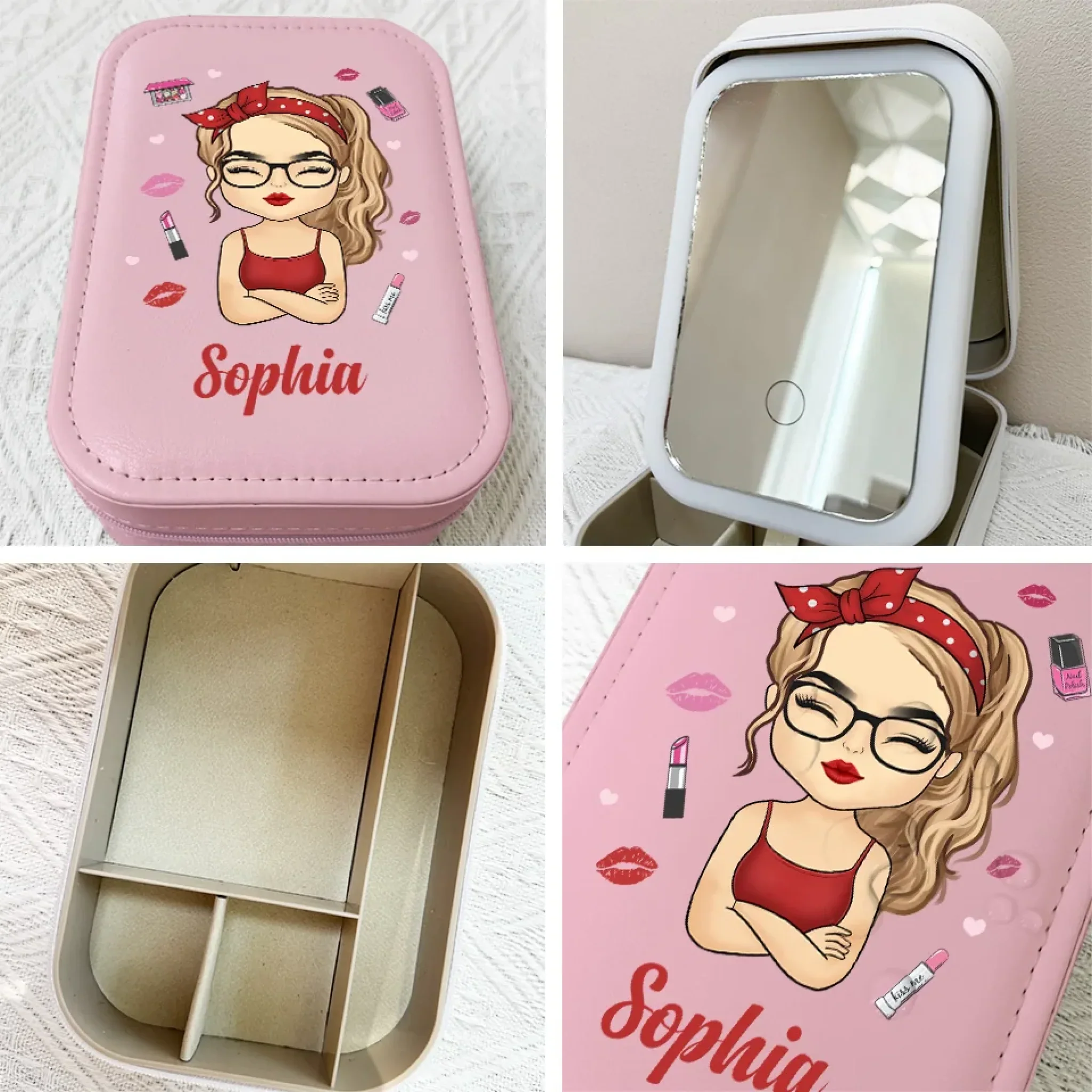 Radiate Confidence, Kindness, And Joy - Family Personalized Custom Jewelry Box LED Makeup - Gift For Yourself, Best Friends, Siblings, Family Members - Image 6