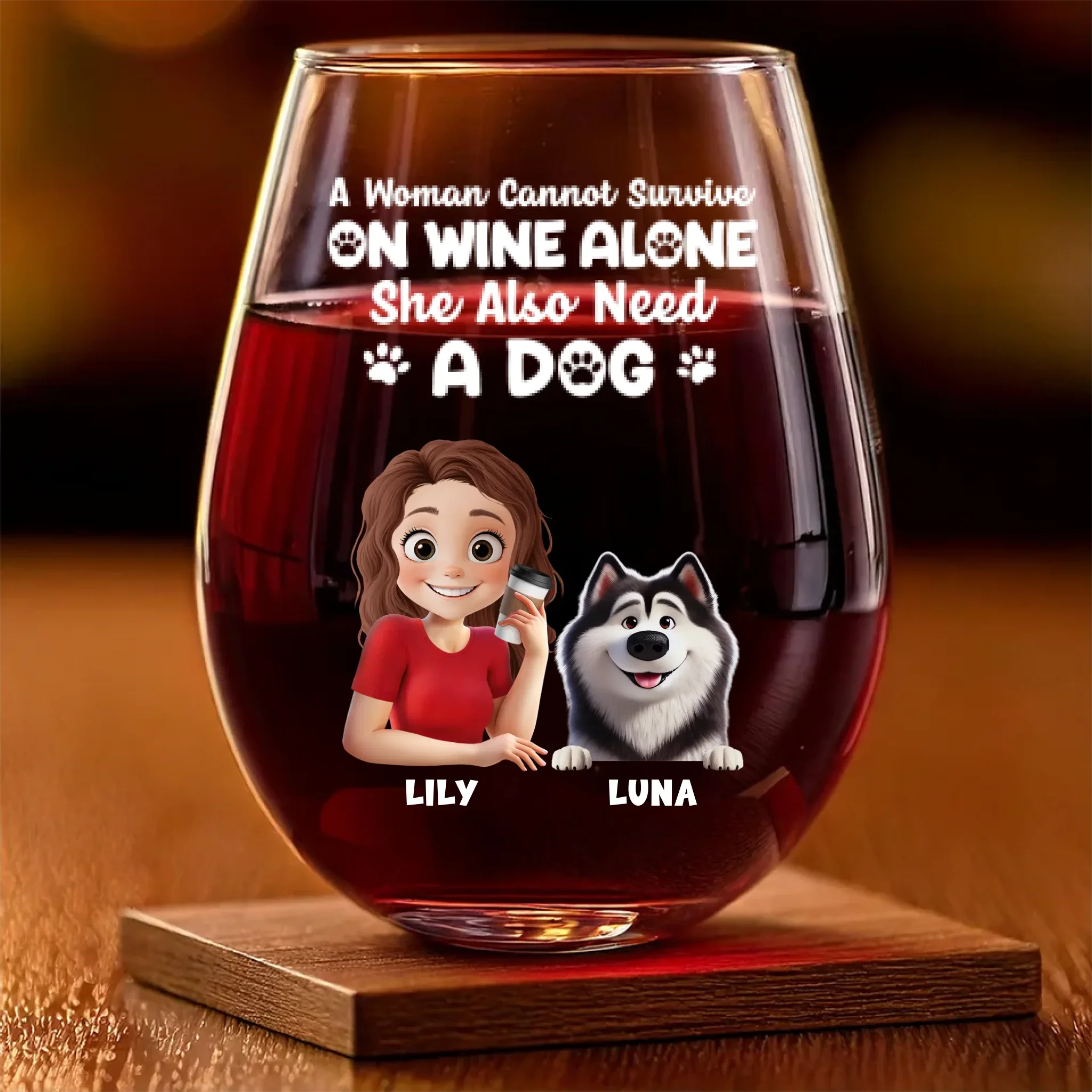 Raise A Glass, Wag A Tail - Dog Personalized Custom Wine Glass - Gift For Pet Owners, Pet Lovers - Image 2