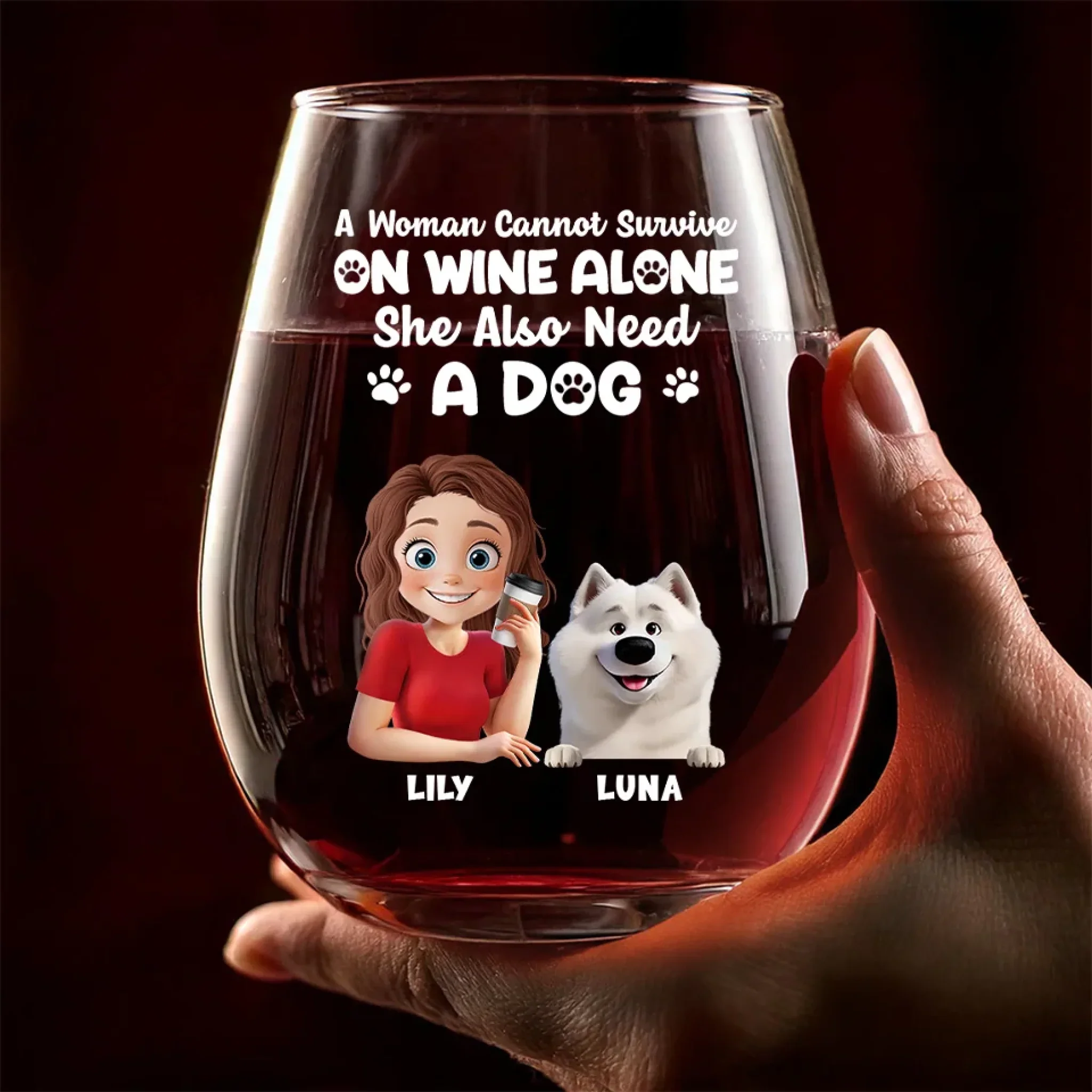 Raise A Glass, Wag A Tail - Dog Personalized Custom Wine Glass - Gift For Pet Owners, Pet Lovers - Image 3