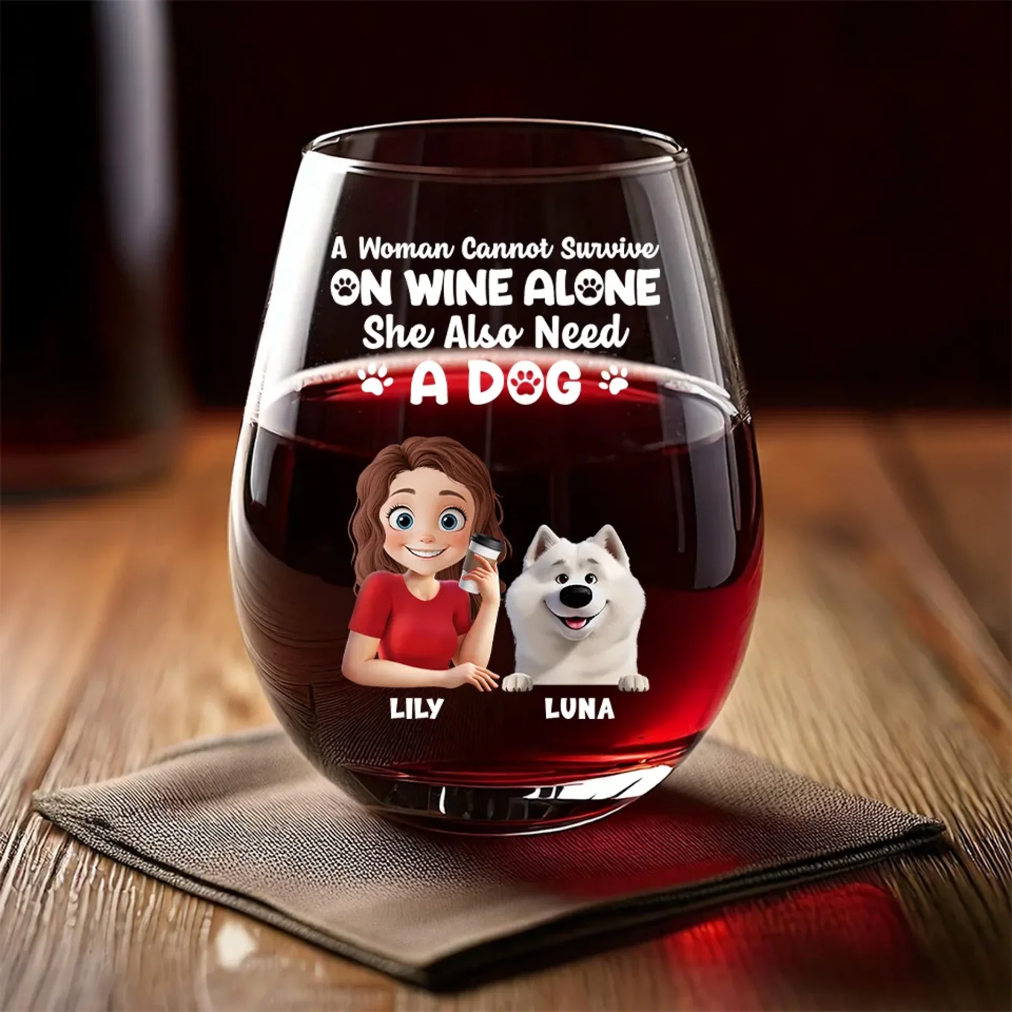 Raise A Glass, Wag A Tail - Dog Personalized Custom Wine Glass - Gift For Pet Owners, Pet Lovers - Image 4