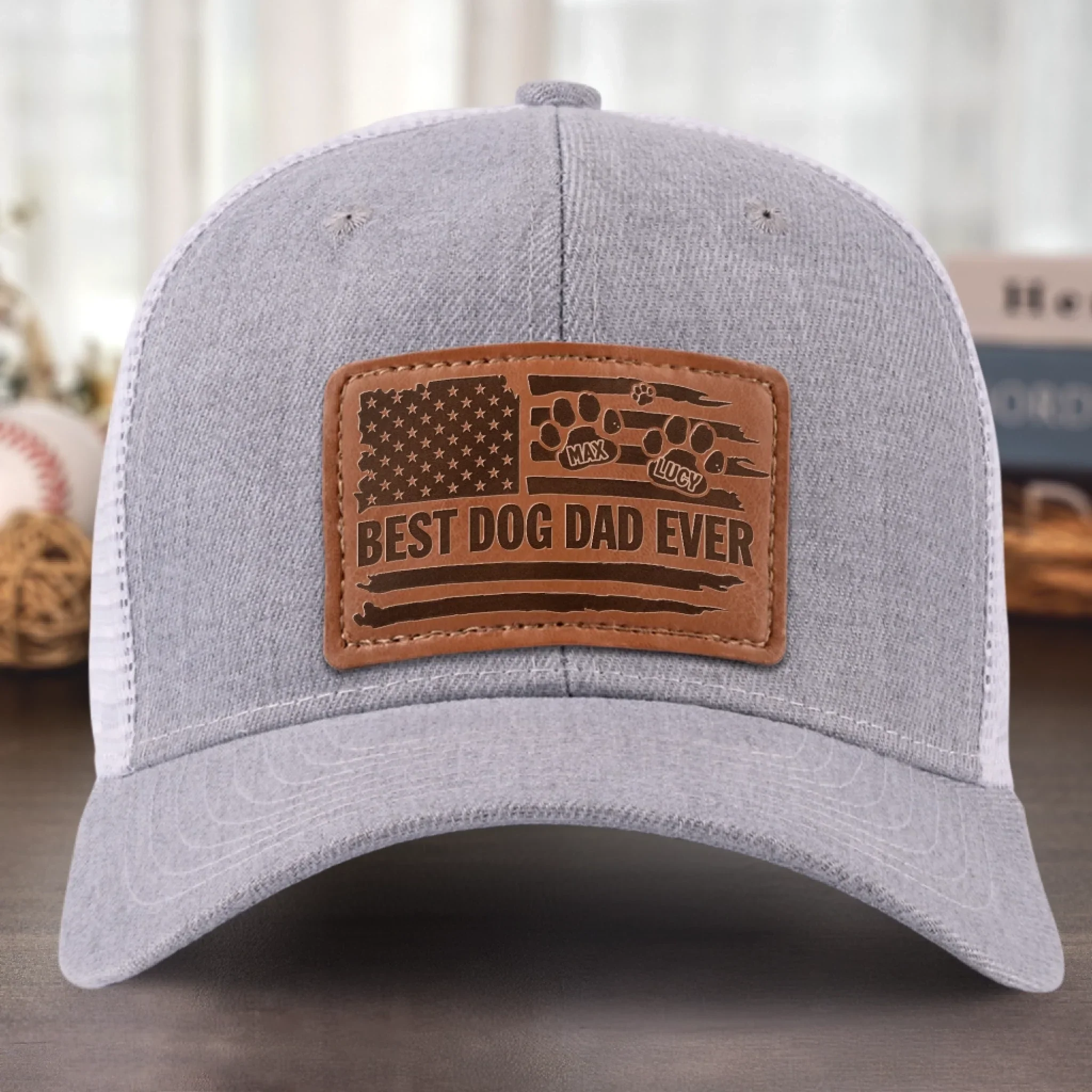 Raised By Paws, Loved By All - Dog Personalized Custom Leather Patch Hat - Father's Day, Gift For Pet Owners, Pet Lovers