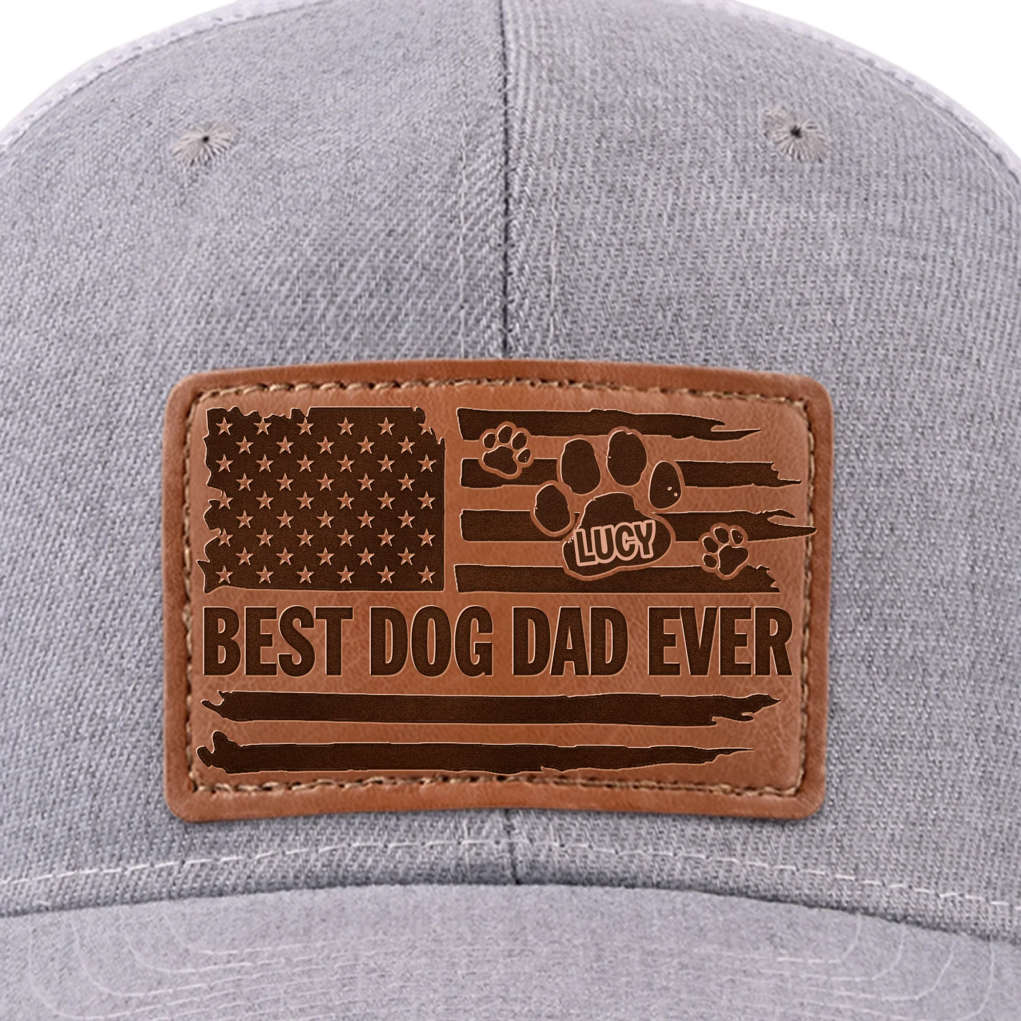 Raised By Paws, Loved By All - Dog Personalized Custom Leather Patch Hat - Father's Day, Gift For Pet Owners, Pet Lovers - Image 2