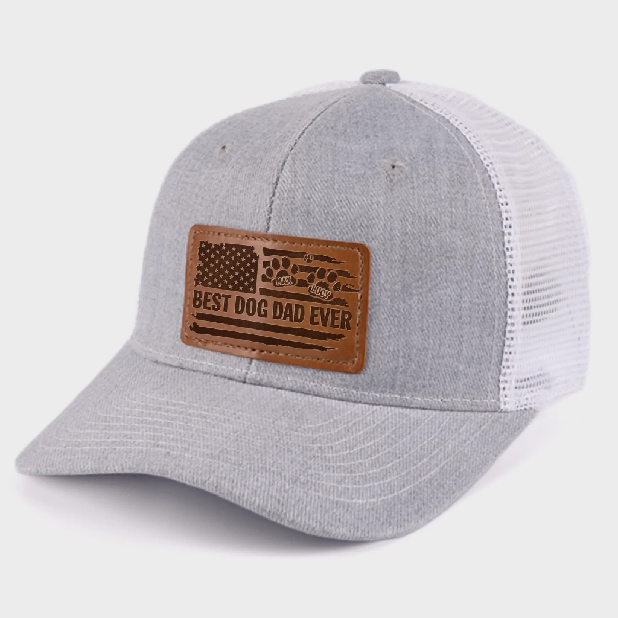 Raised By Paws, Loved By All - Dog Personalized Custom Leather Patch Hat - Father's Day, Gift For Pet Owners, Pet Lovers - Image 7