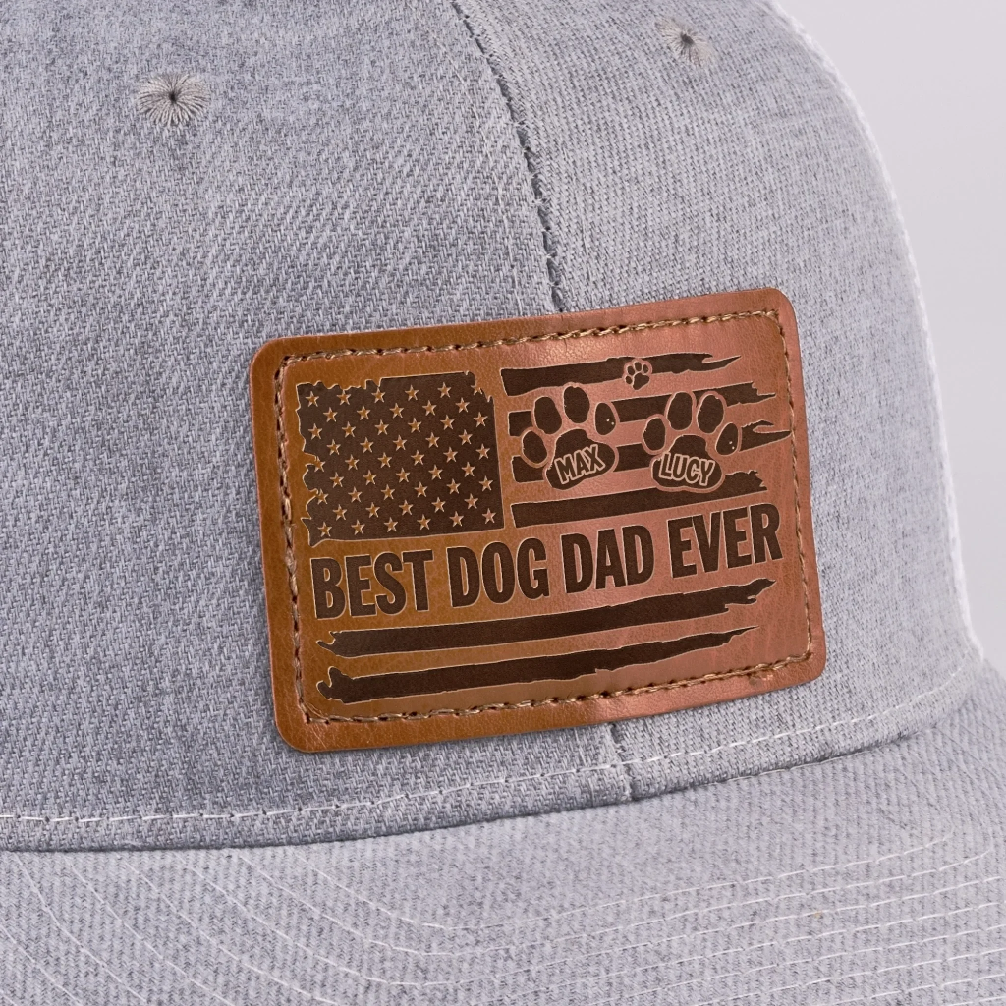 Raised By Paws, Loved By All - Dog Personalized Custom Leather Patch Hat - Father's Day, Gift For Pet Owners, Pet Lovers - Image 9