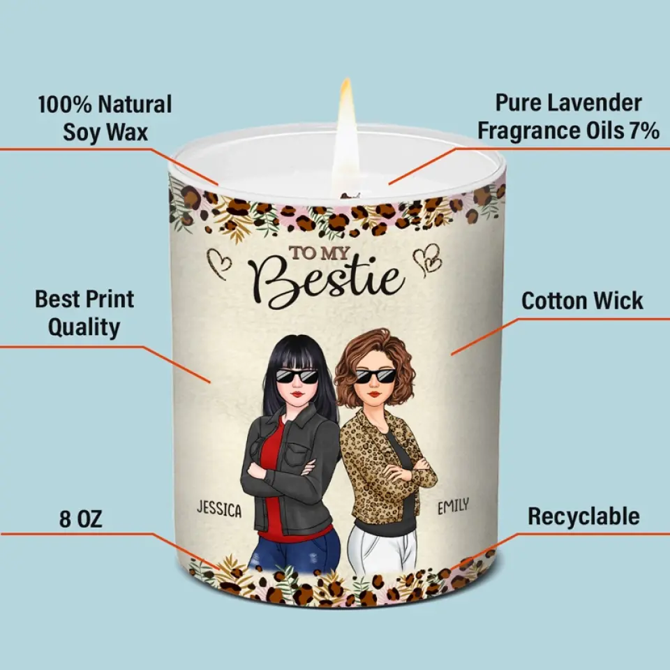 Raising A Glass To Our Unique Brand Of Friendship - Bestie Personalized Custom Smokeless Scented Candle - Gift For Best Friends, BFF, Sisters - Image 4
