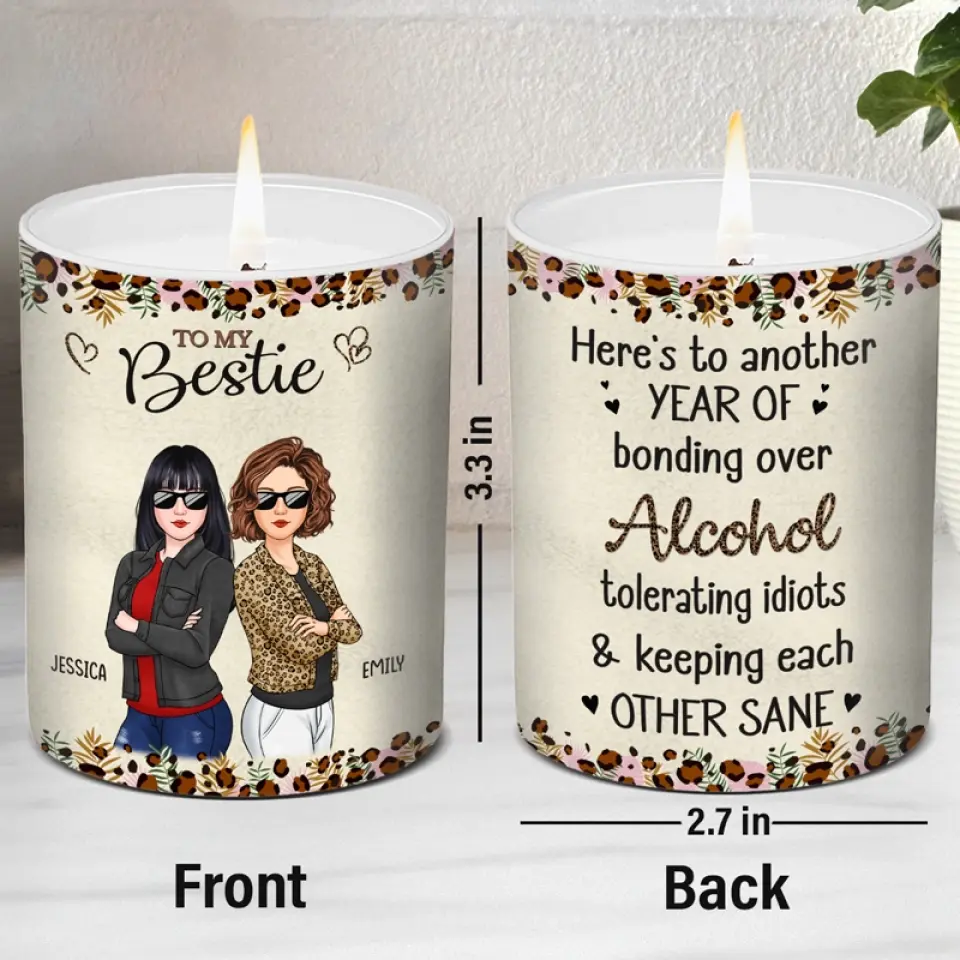 Raising A Glass To Our Unique Brand Of Friendship - Bestie Personalized Custom Smokeless Scented Candle - Gift For Best Friends, BFF, Sisters - Image 5