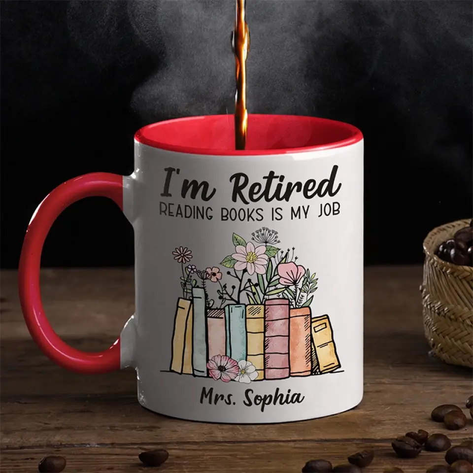 Reading Books Is My Job - Coworker Personalized Custom Accent Mug - Appreciation, Retirement Gift For Coworkers, Work Friends, Colleagues - Image 3