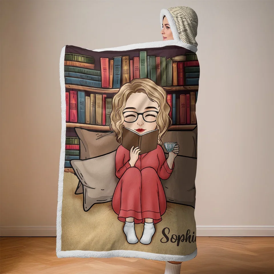 Reading Is Breathing For The Mind - Personalized Custom Snuggle Blanket, Hoodie Blanket - Christmas Gift For Book Lovers - Image 5