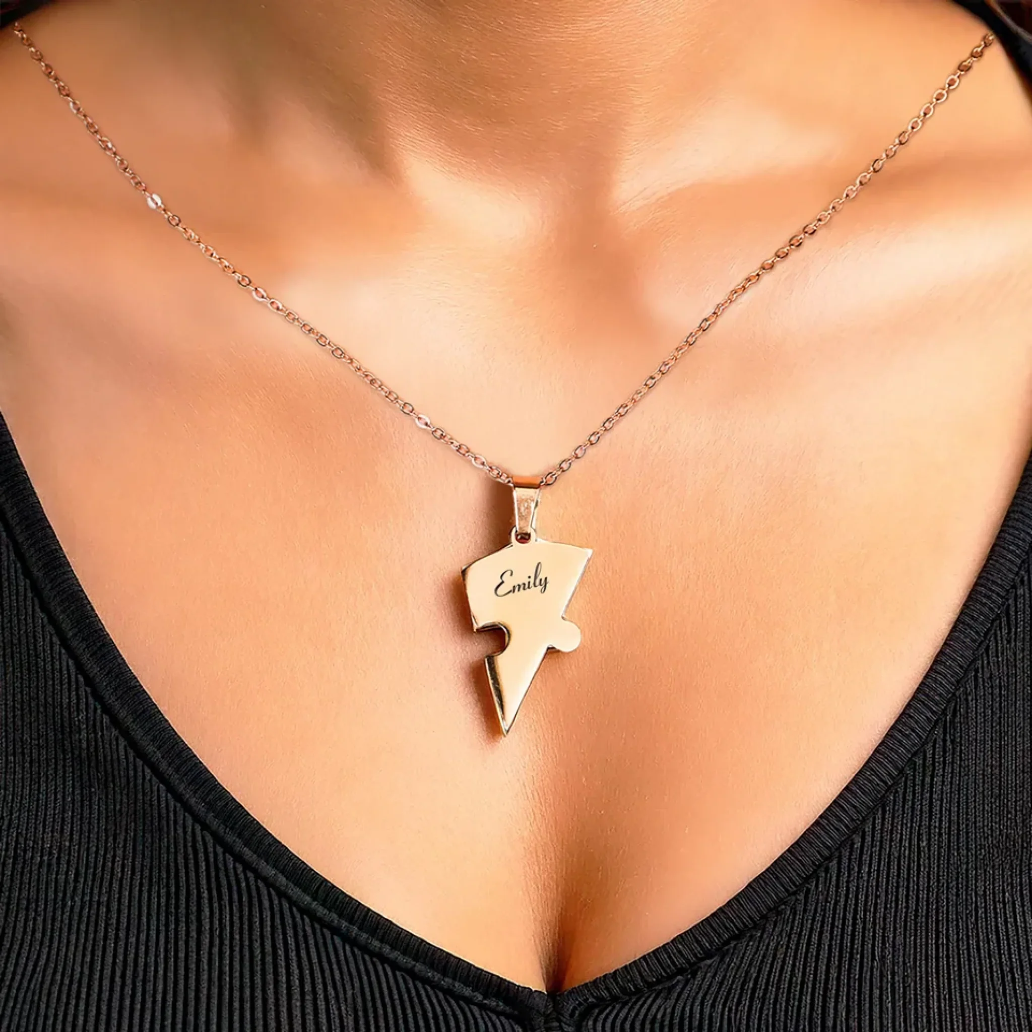 Real Friends Are Family - Bestie Personalized Custom Heart Puzzle Necklace - Gift For Best Friends, BFF, Sisters - Image 24
