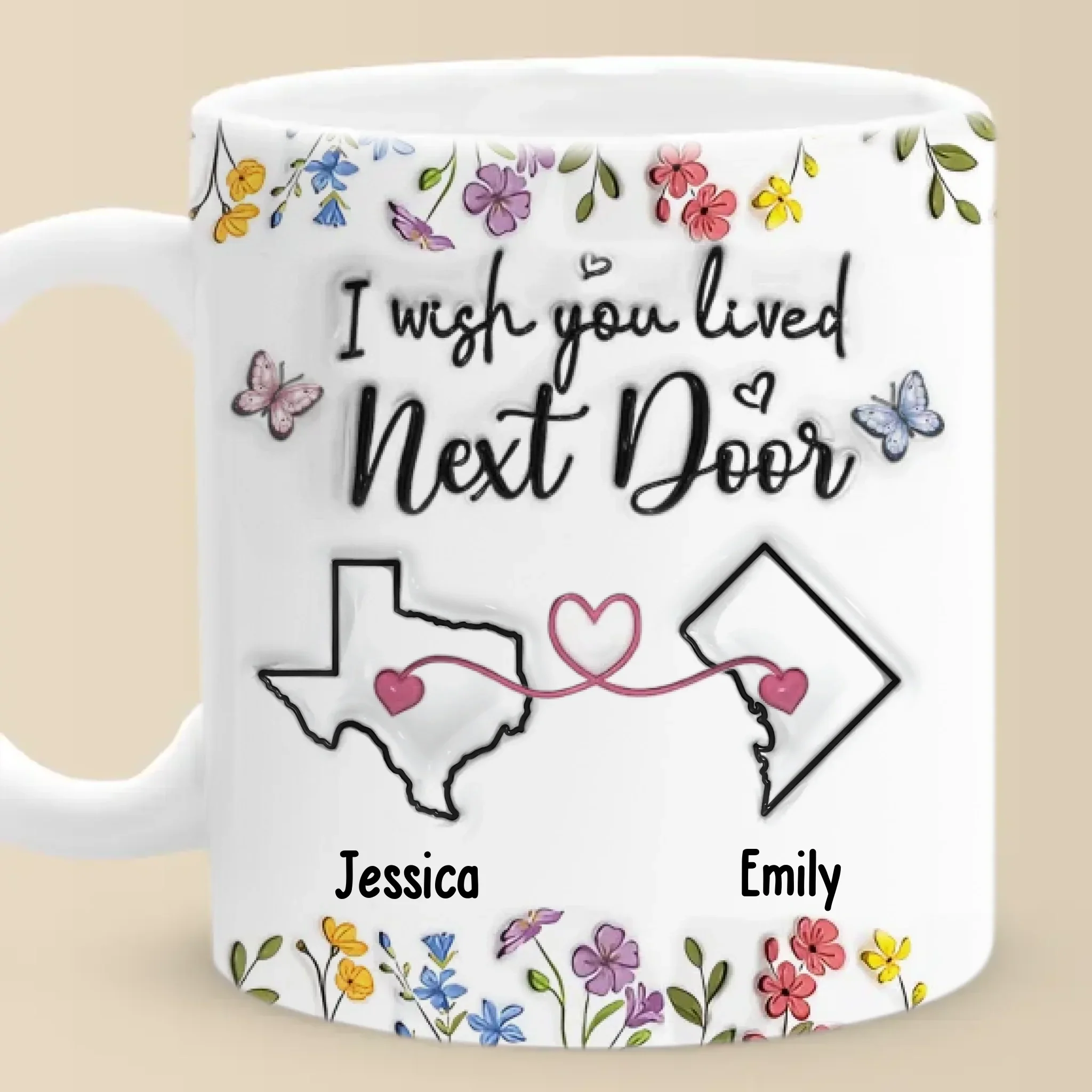 Real Friendship Transcends Time And Space - Bestie Personalized Custom 3D Inflated Effect Printed Mug - New Arrival, Gift For Best Friends, BFF, Sisters AMZ - Image 2