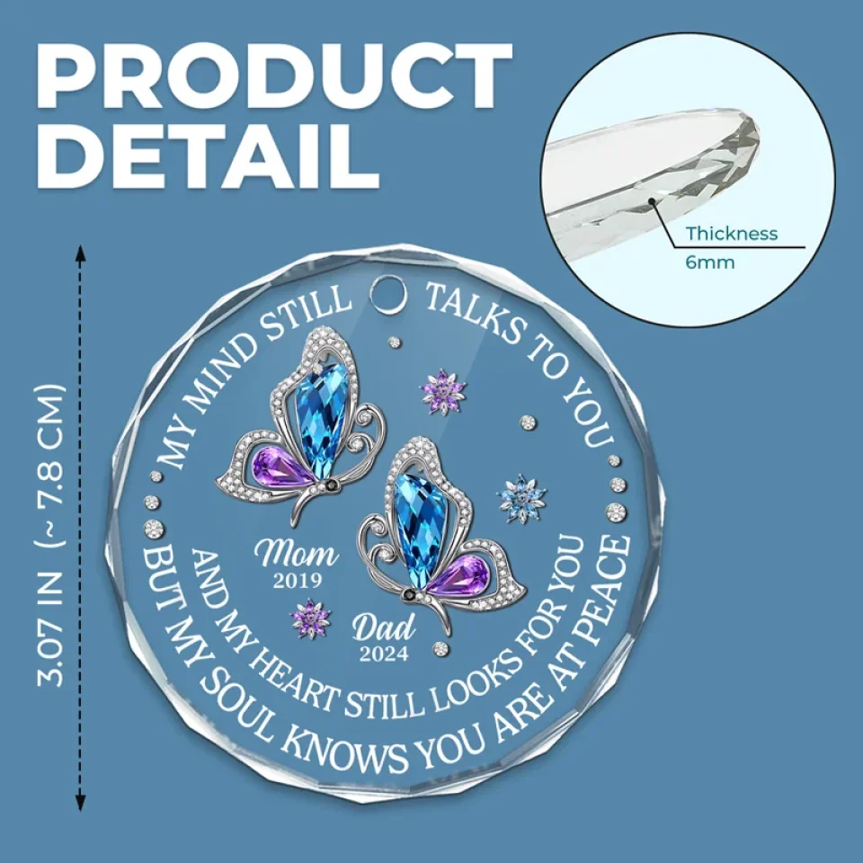 Remembered With Love - Memorial Personalized Custom Round Glass Ornament Car Hanger - Sympathy Gift For Family Members - Image 5