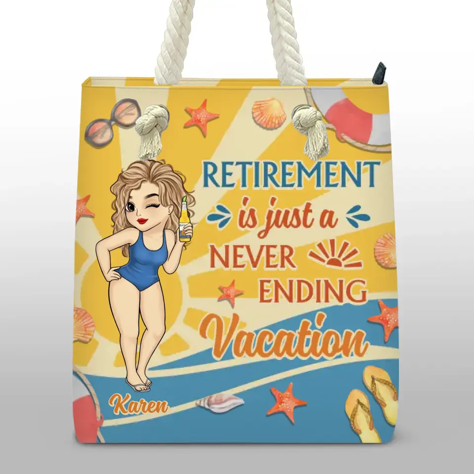 Retirement Is My New Beginning - Family Personalized Custom Beach Bag - Appreciation, Retirement Gift For Grandma - Image 2