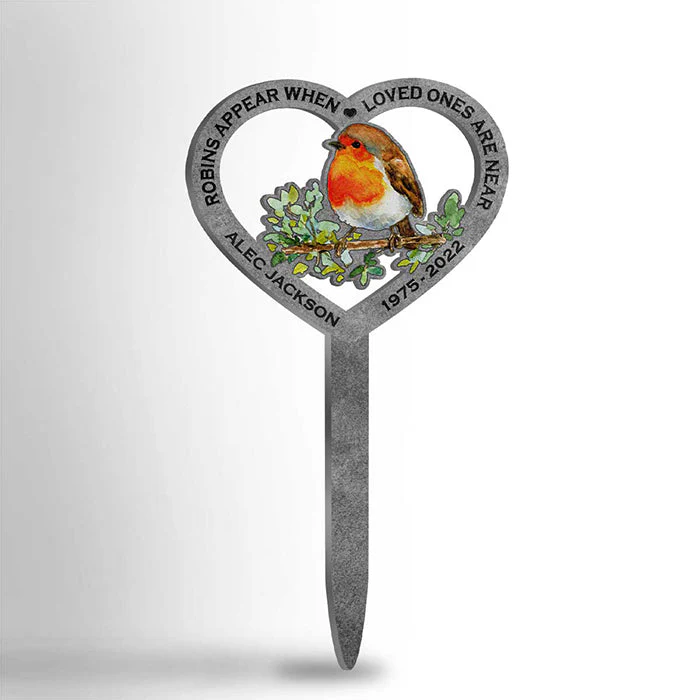 Robins Appear When Loved Ones Are Near - Personalized Custom Acrylic Garden Stake - Image 3