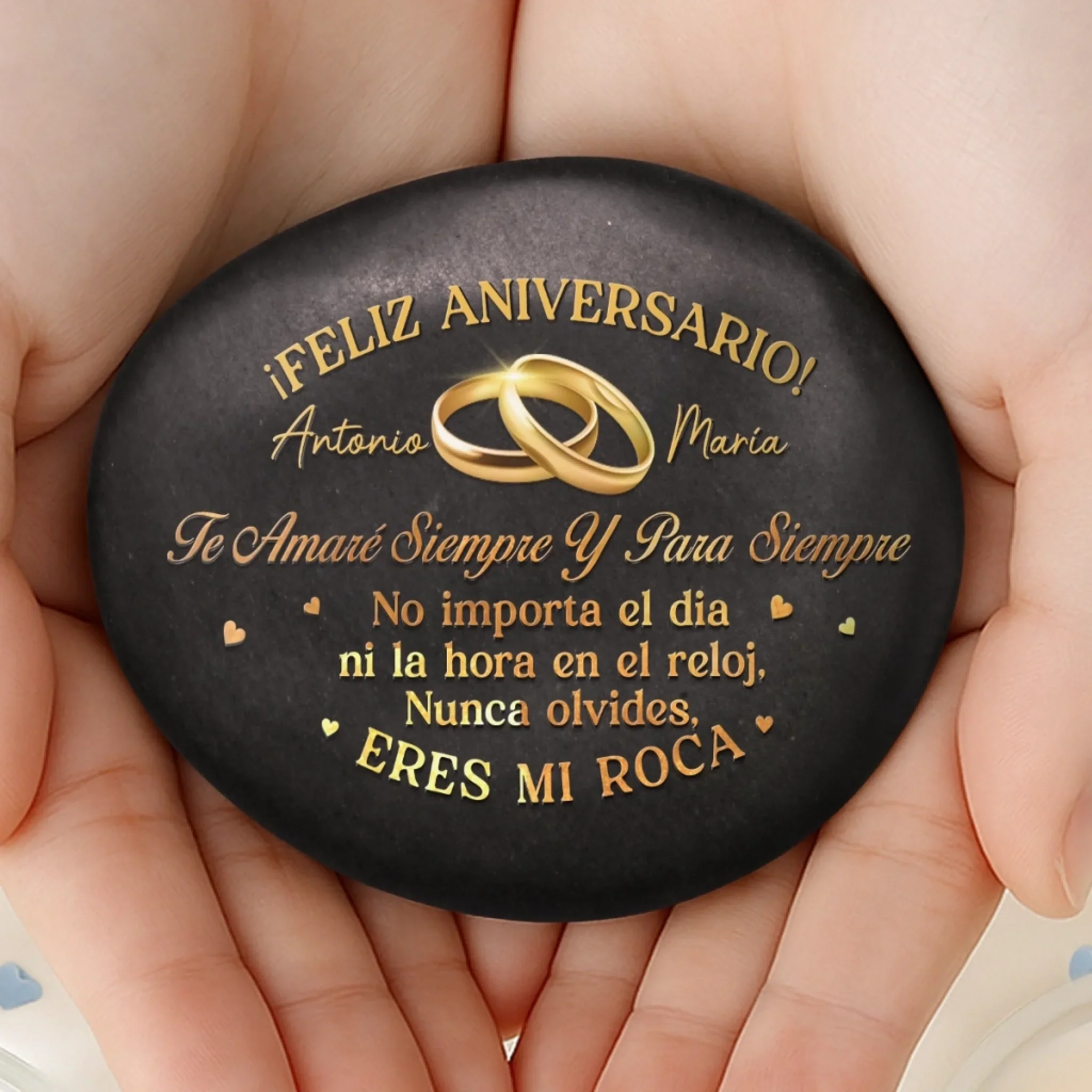Roca Impresa Personalizada - Regalos Personalizados de Aniversario y Boda para Esposo y Esposa, Él y Ella - El Amor Crece Con El Tiempo - Image 4