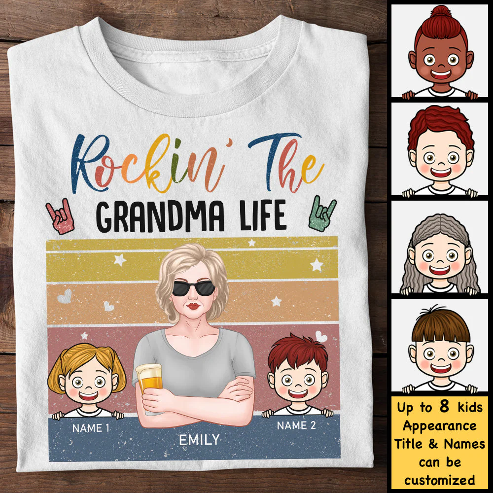 Rockin' Living The Grandma Life - Gift For Grandma, Personalized Unisex T-shirt, Hoodie - Image 3